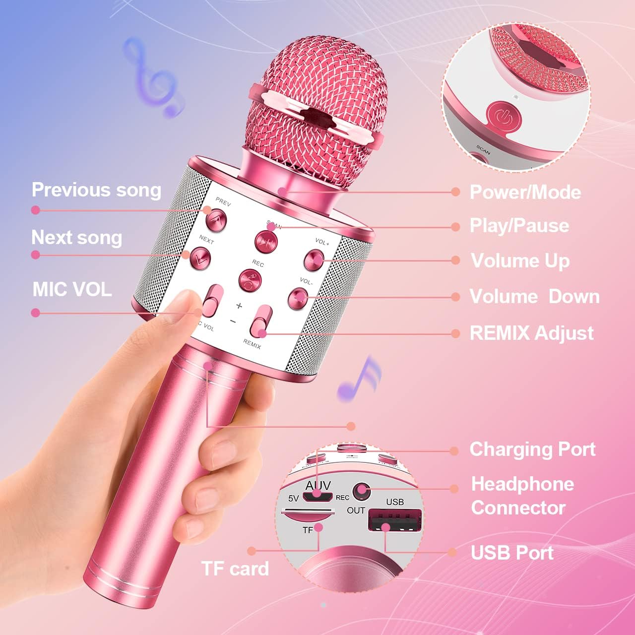 Thumbnail 4 de GeschenPark Microfono Karaoke Bluetooth per bambini 4‑12 anni 🎤