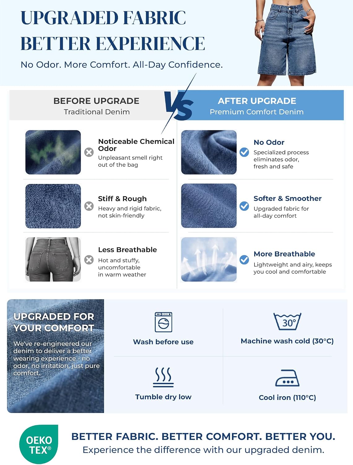 Detalle 1 de Women’s denim jorts with baggy fit