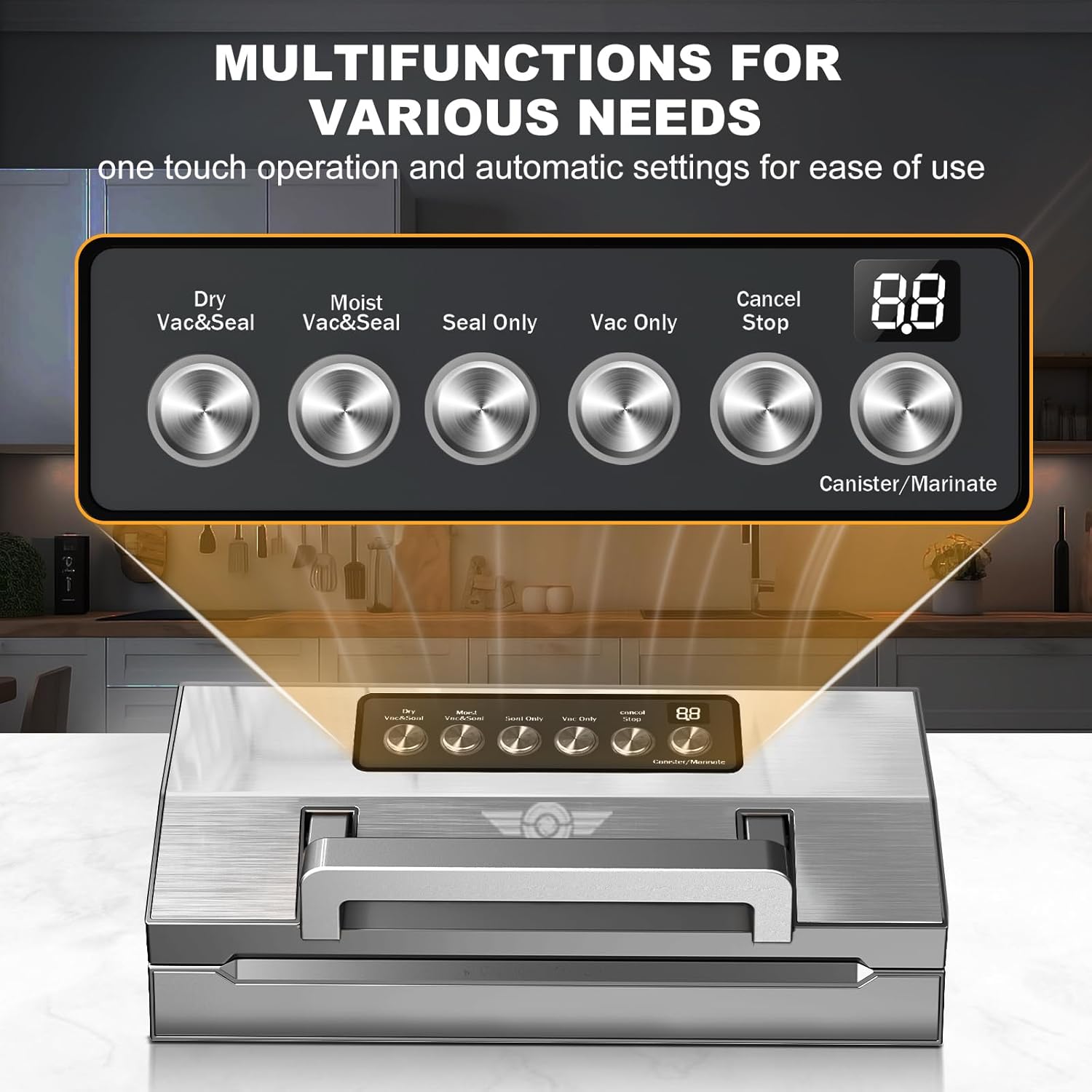 Detalle 2 de POWOT Precision Food Vacuum Sealer Machine with Double Heat Seal