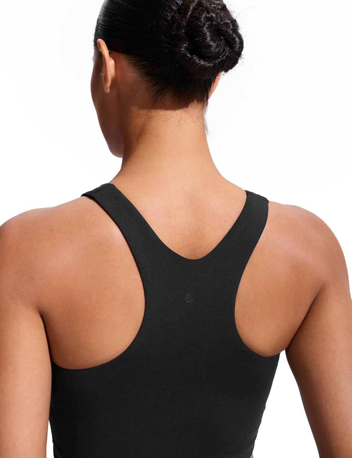 Detalle de CRZ YOGA RY004 Racerback Crop Bikini Top, High Neck, Built-In Pads, A–D Cup