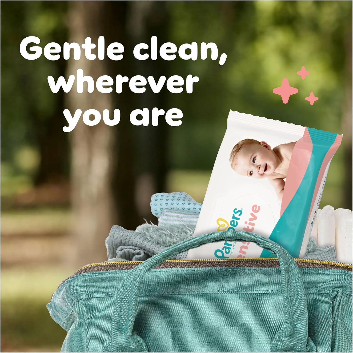 Detalle de Pampers Sensitive Baby Wipes Plastic Free (52 wipes) – 780 Wipes in Total, 2-in-1 Clean & Protect
