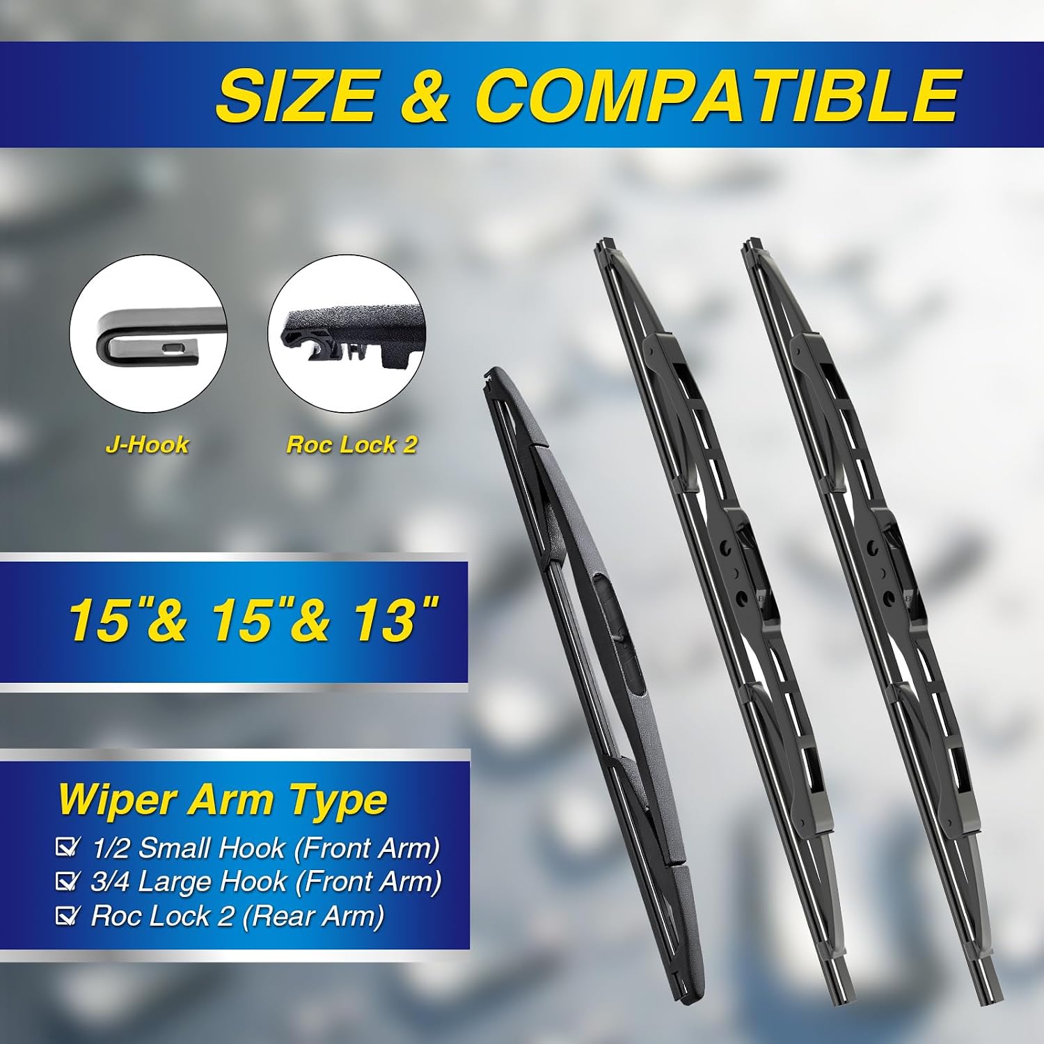 Detalle de 5 PLUS Silicone Windshield Wiper Blades, 3-Pack for Jeep Wrangler JK