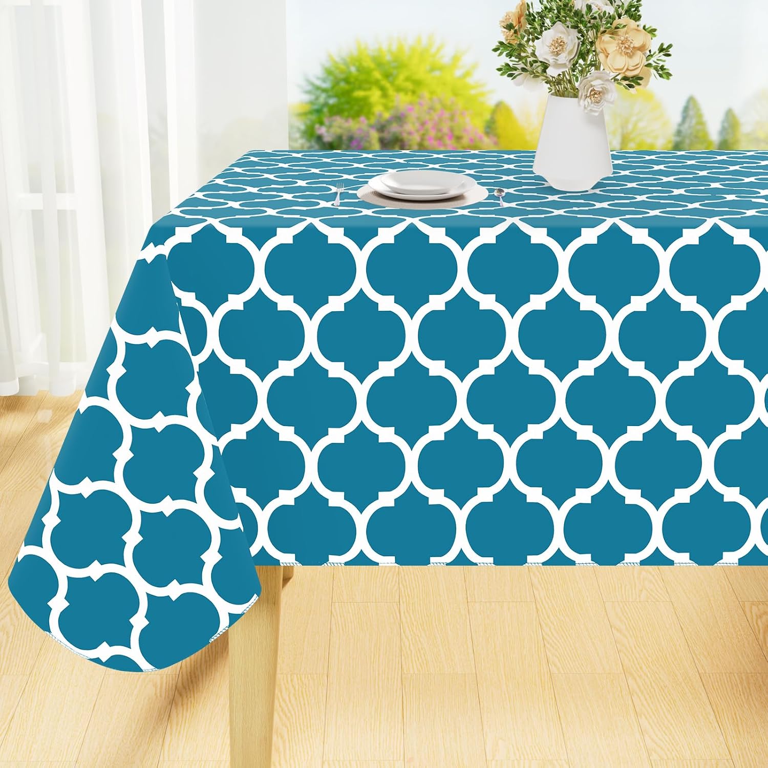 Detalle de Smiry Rectangle Table Cloth 60"x84" Teal 📐
