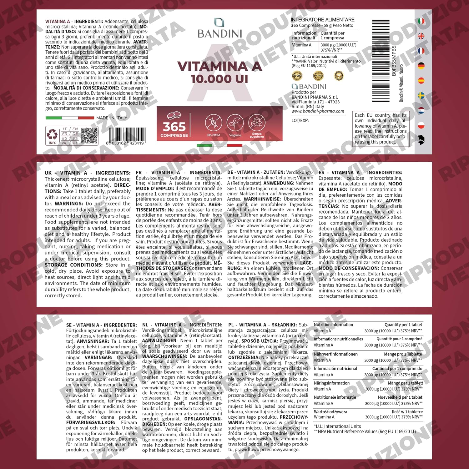 Thumbnail 4 de Bandini Pure Vitamine A: 365 veganistische microtabletten met retinylacetaat