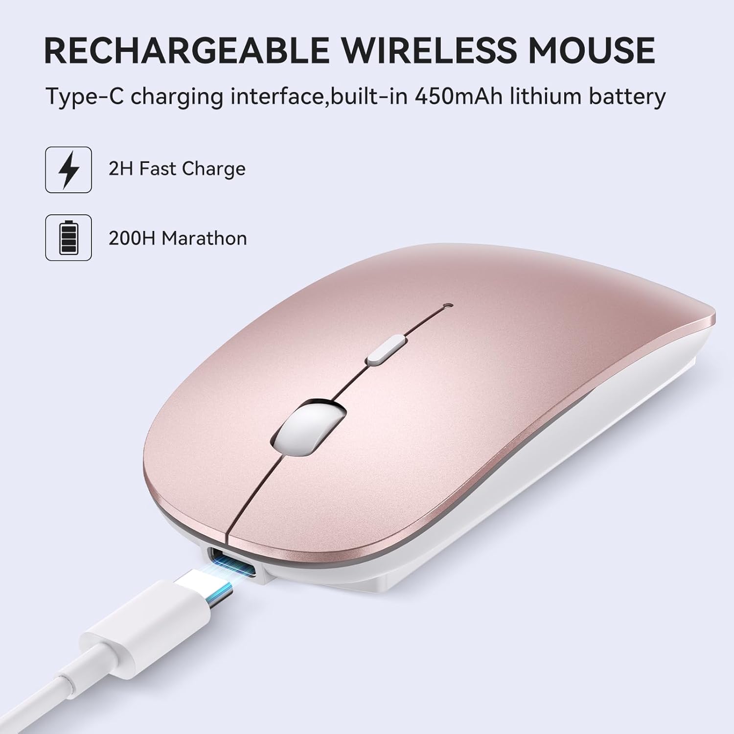 Thumbnail 1 de RaceGT Maus Kabellos USB-C & USB-A – Aufladbare 2,4 GHz Maus mit Vier DPI-Stufen, Beidfinger-/Beidhändig, Schlafmodus und leiser Klick
