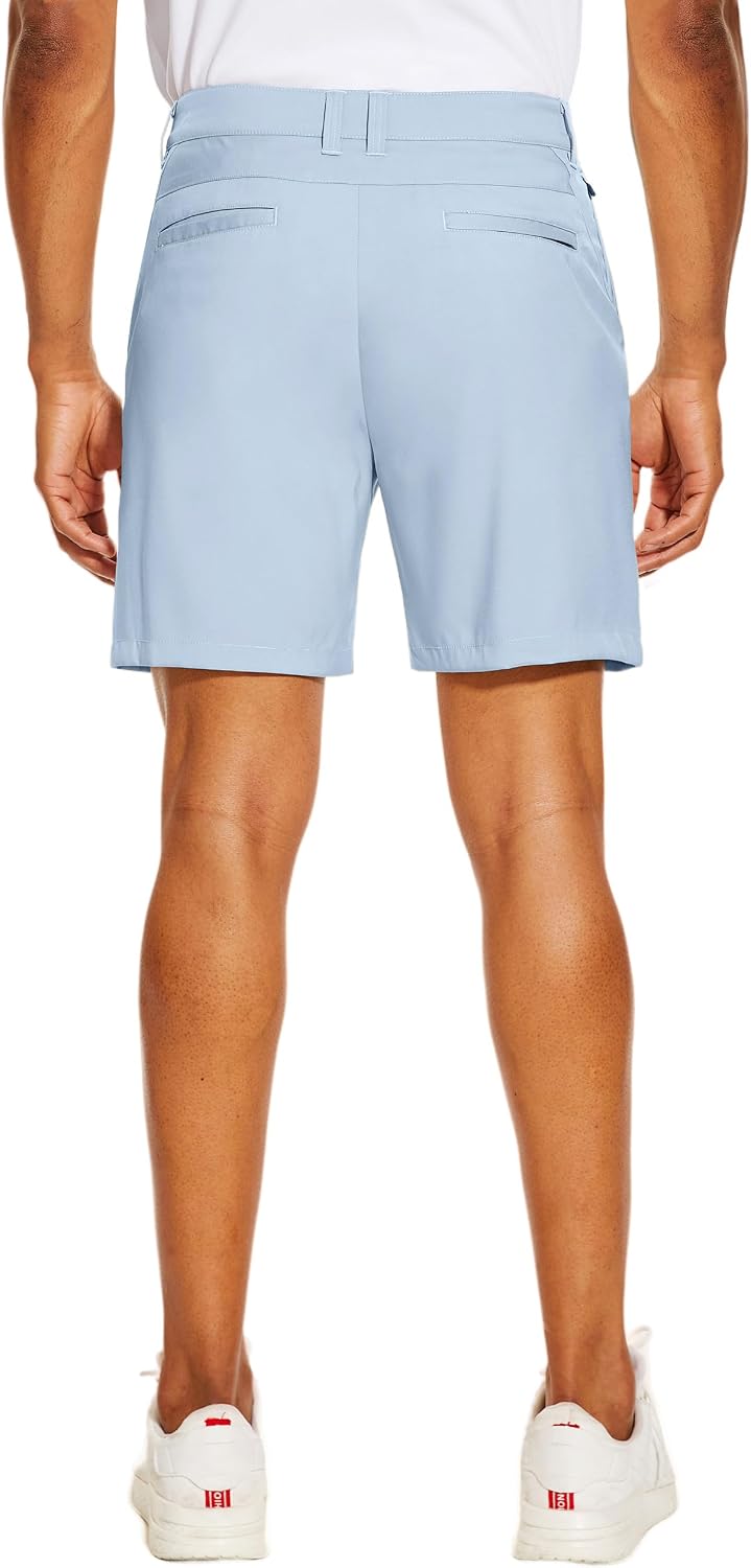 Detalle de PULI Men's Golf Dress Shorts Flat Front Hybrid 7 Inch Lightweight Quick Dry Chino