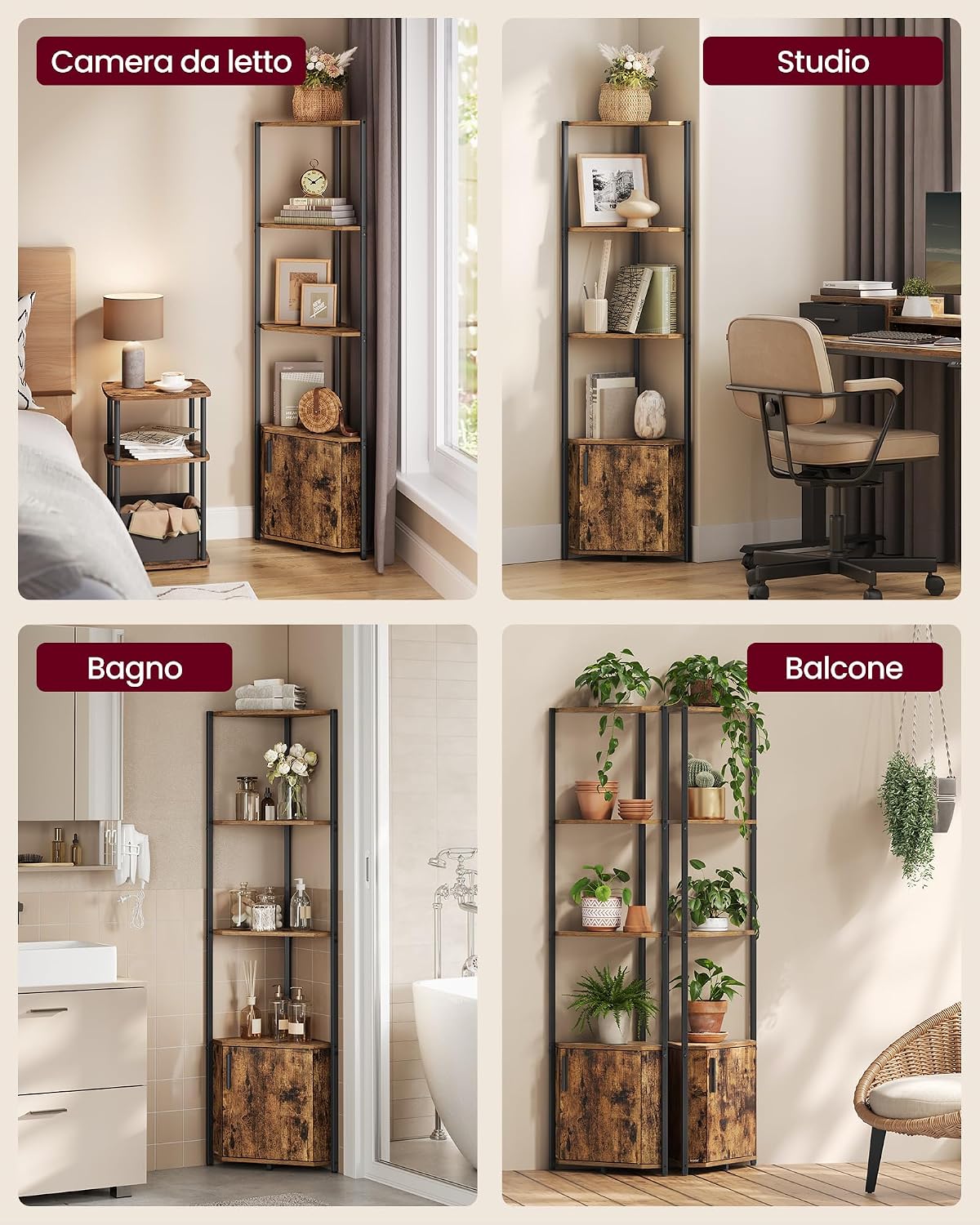 Detalle 2 de VASAGLE LBC580K01 mensola angolare da 5 ripiani