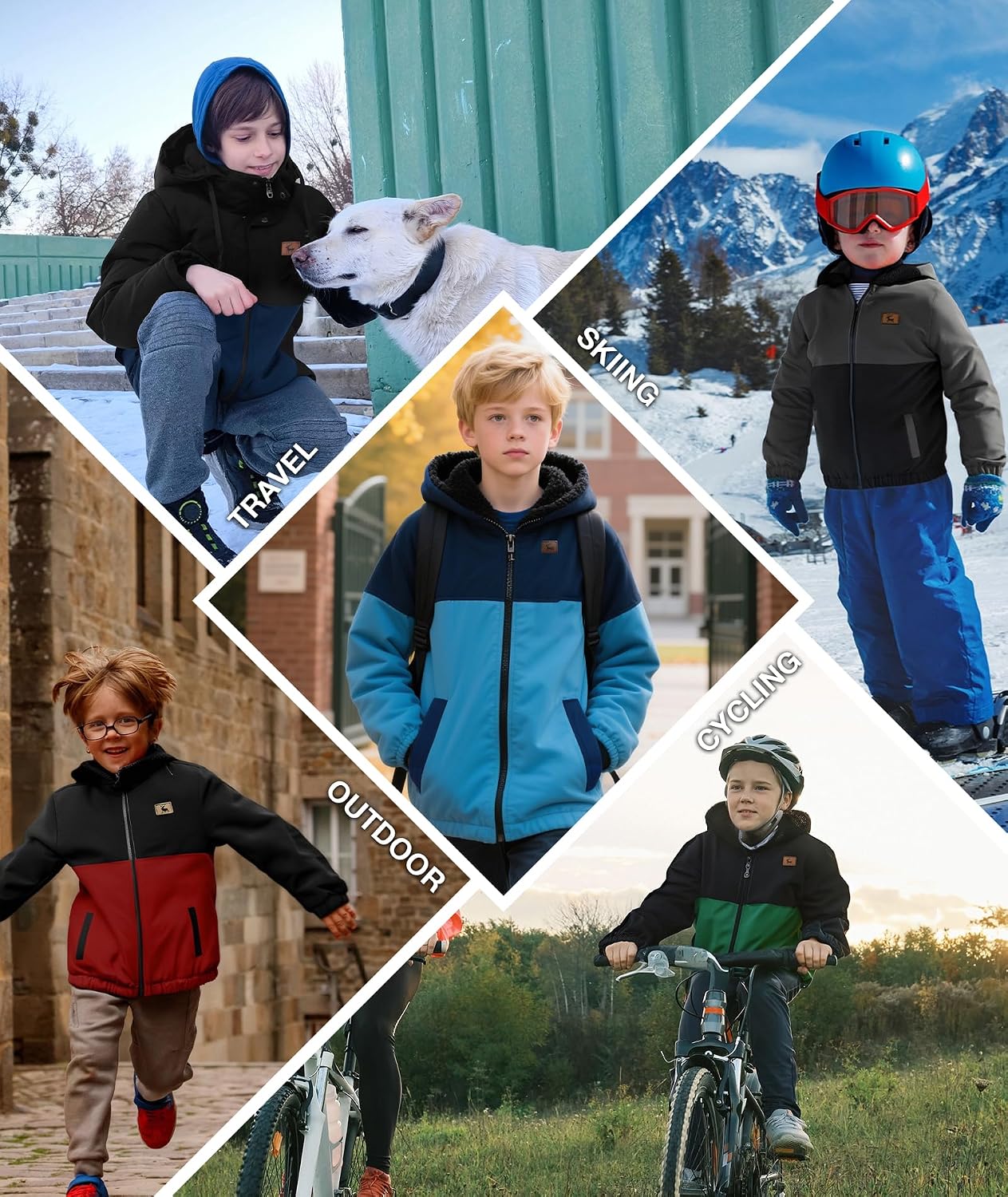 Detalle 2 de ZITY Boys Sherpa-Lined Fleece Jacket, Full-Zip Hoodie with Pockets
