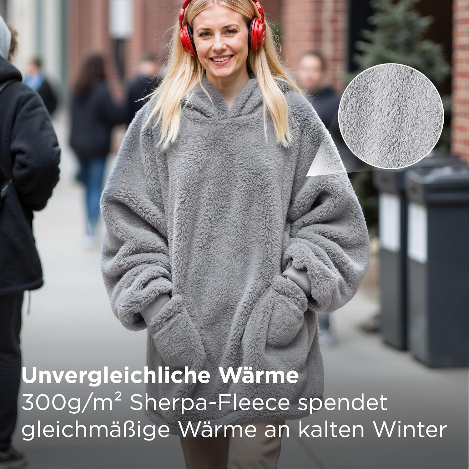 Detalle 2 de BEDSURE Hoodie-Decke 95×85 cm Kuschelpullover