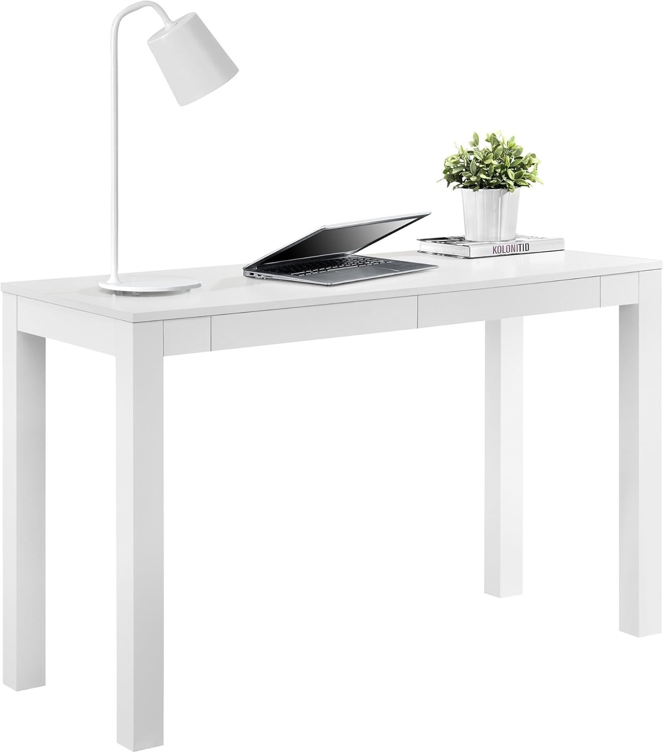 Detalle de Ameriwood Home Large Parsons scrivania con 2 cassetti, bianco