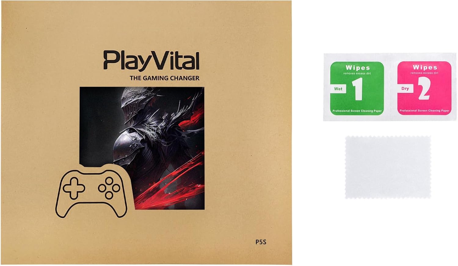 Thumbnail 6 de playvital Full Set Skin Stickers for PS5 Slim Disc Edition (Abyss Knight) – vinyl decals for console, controller, charging station, headset & media remote