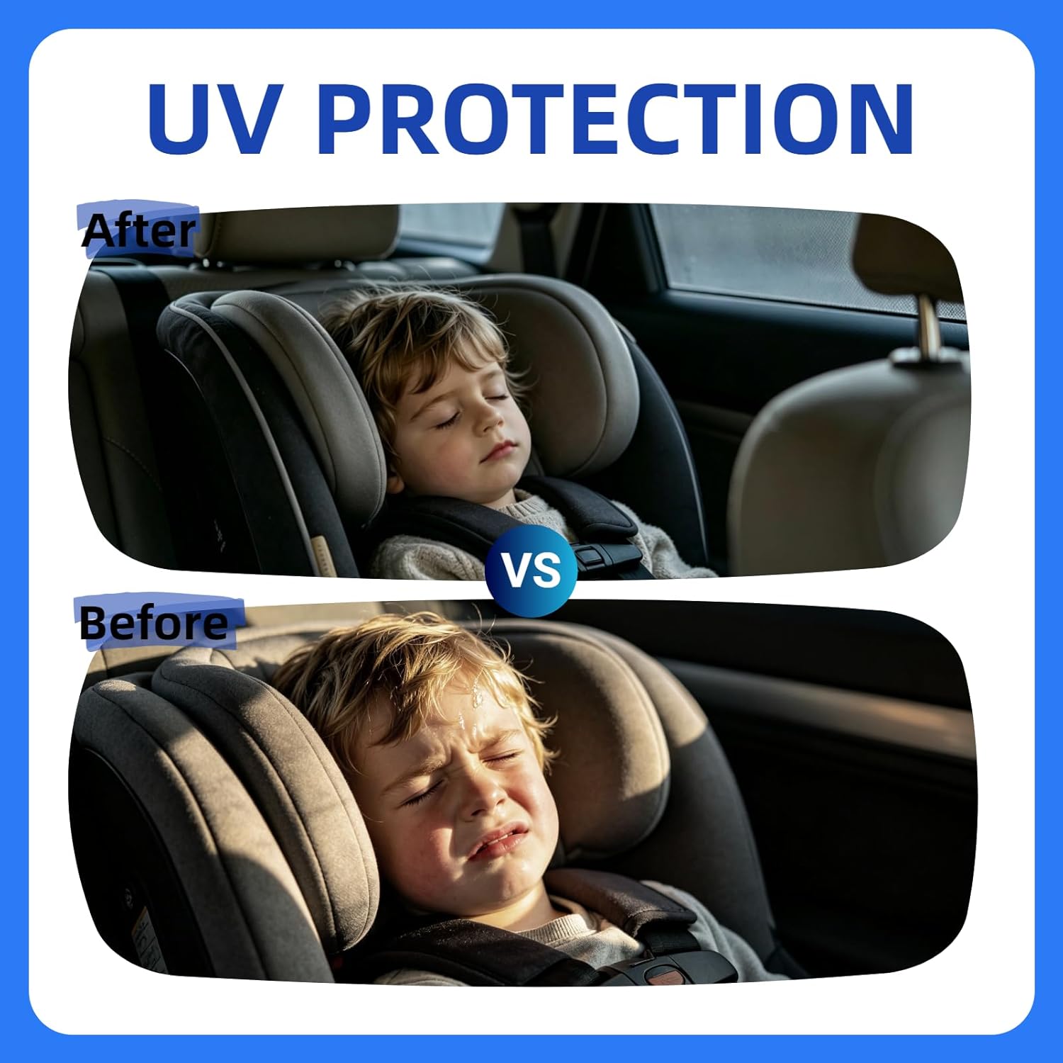 Detalle de Pare Soleil Voiture Bébé – 2 Pièces Chaussette Voiture Soleil et Bloqueur UV pour la Lunette Arrière