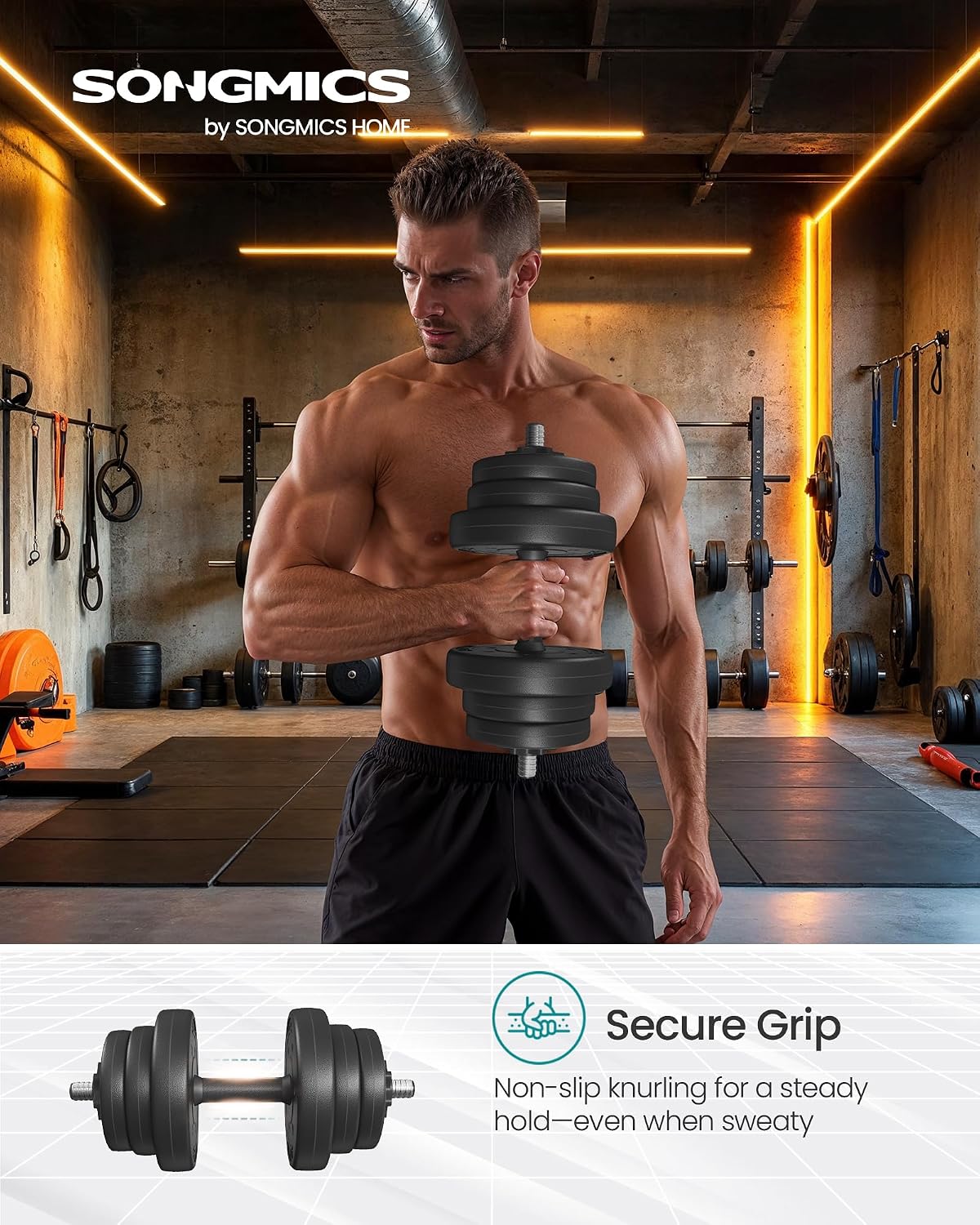 Thumbnail 1 de SONGMICS Stefan Collection SYL20HV1 Adjustable Dumbbells, 20 kg with Barbell Link