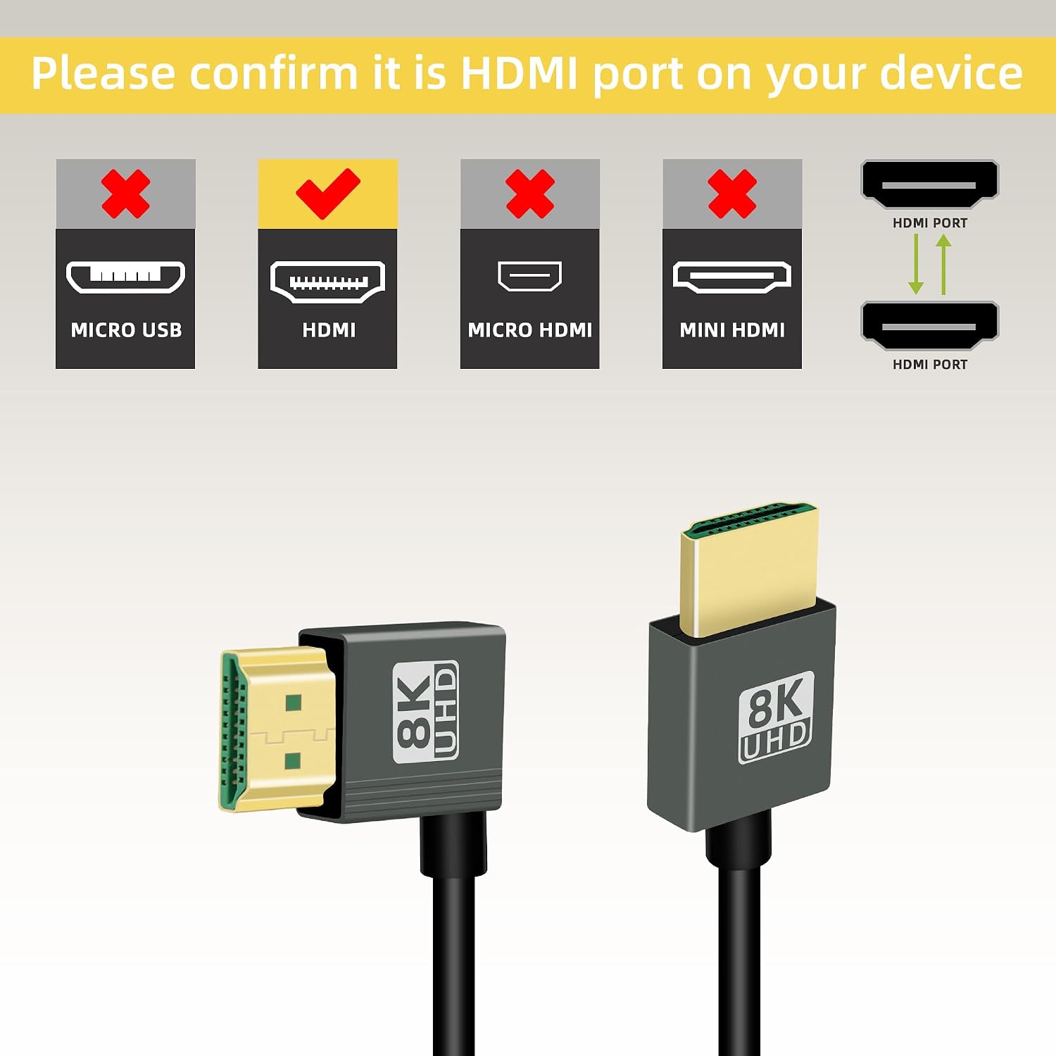 Thumbnail 6 de RIIEYOCA 8K 90 Degree HDTV to HDTV Coiled Cable – Right Angle, 48Gbps, HDR, 8K60Hz