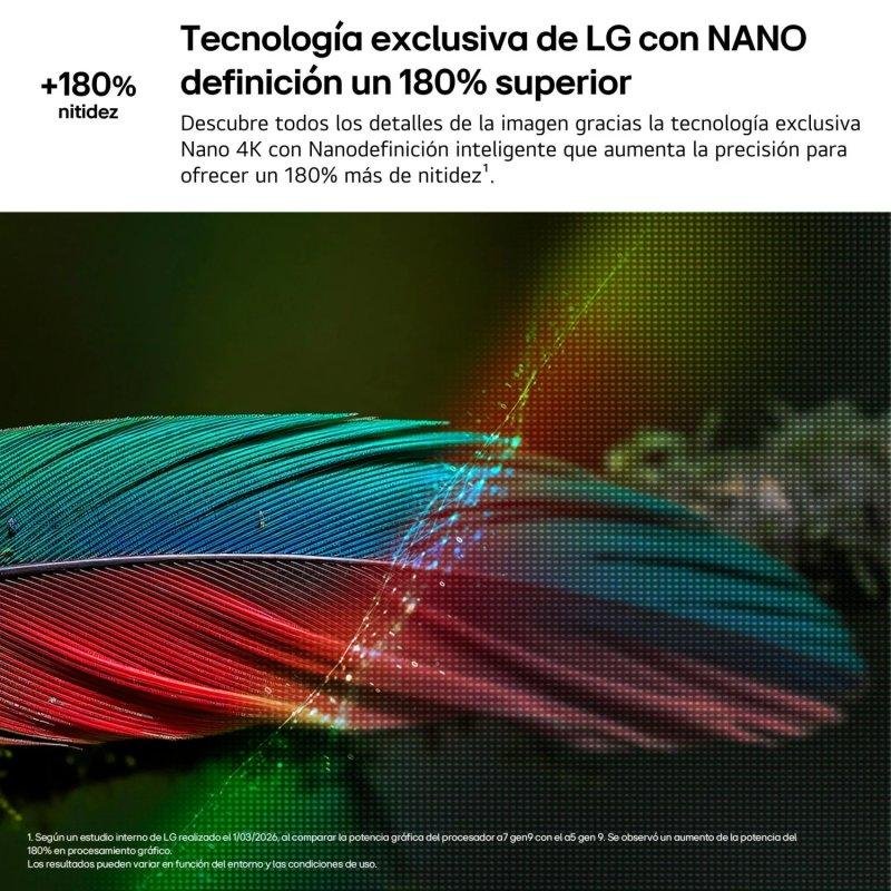 Detalle de TV LG NanoCell 4K UHD 43NU8E0B3LA (43"): compacta, inteligente y con HDR10