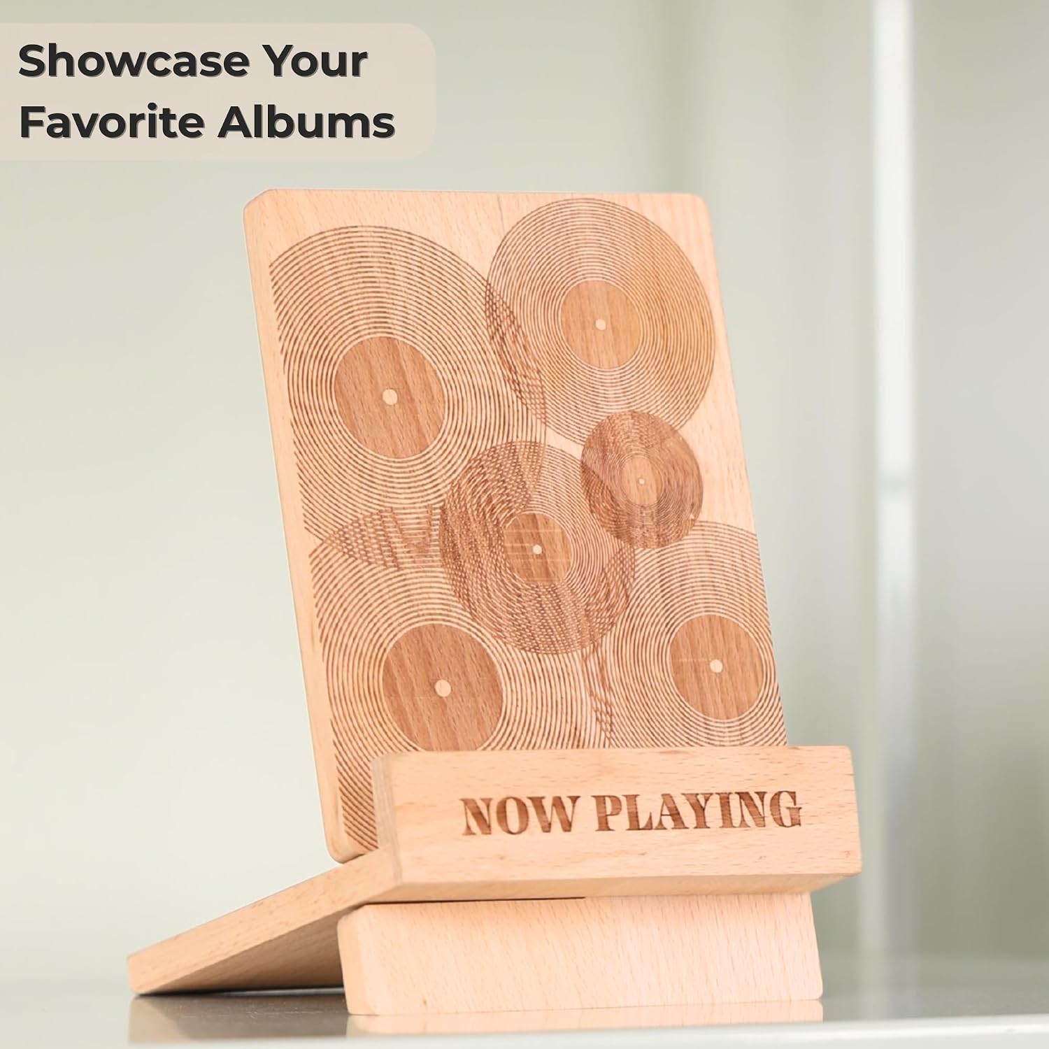 Detalle 2 de Sonny & Sloane Vinyl Record Display Stand, Beech Wood