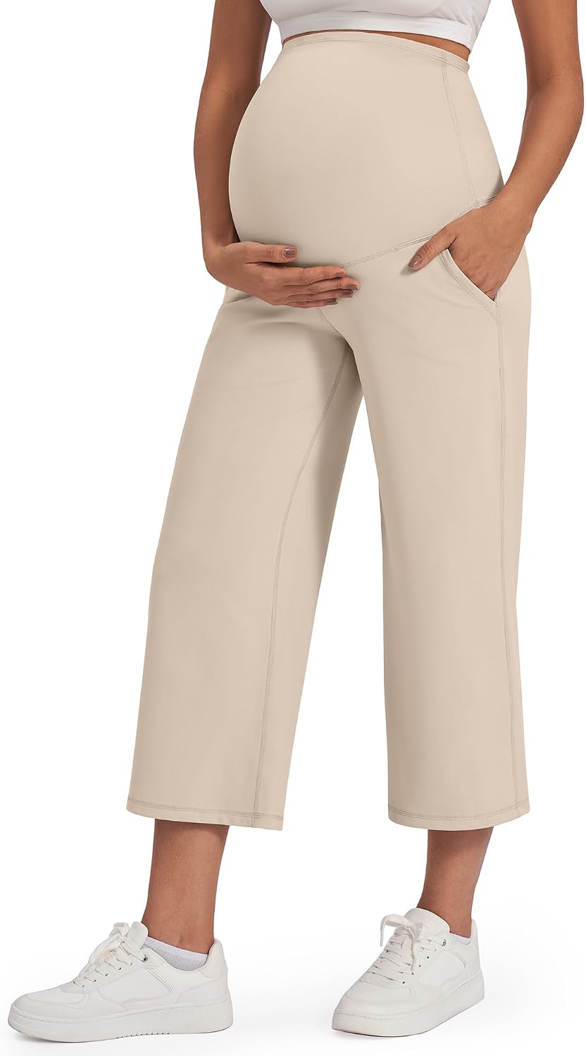 Detalle 2 de G4Free Wide Leg Maternity Trousers over the Belly Capri Yoga Pants (with Pockets)