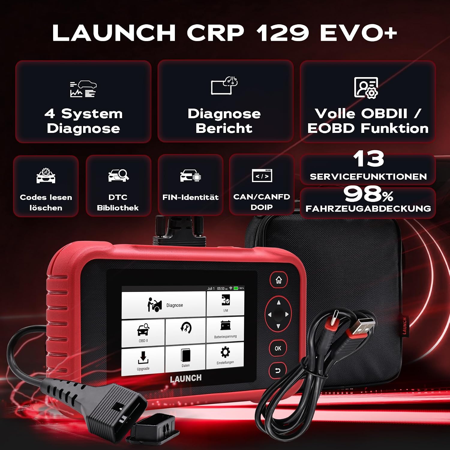 Detalle 2 de LAUNCH CRP129 EVO+ V3 OBD2 Diagnosegerät