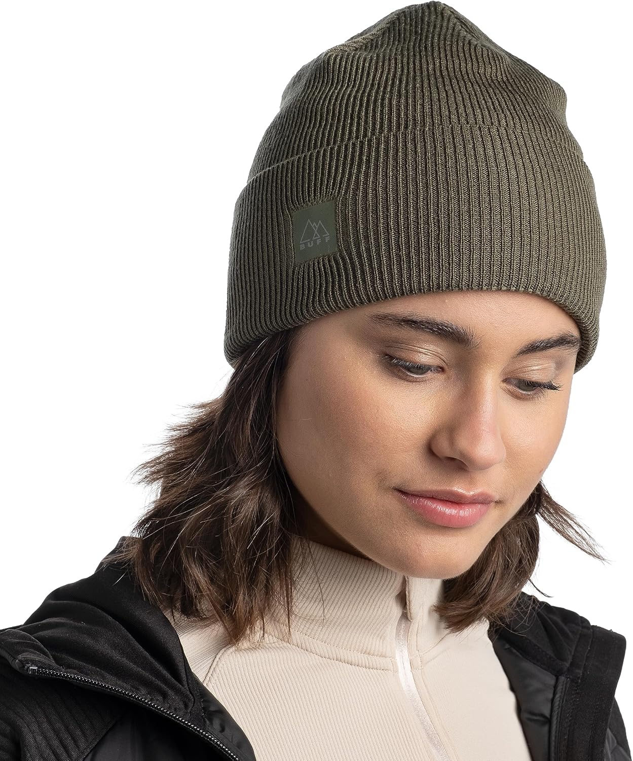 Detalle 2 de BUFF CrossKnit Beanie – dzianinowa czapka unisex z otworem na kucyk