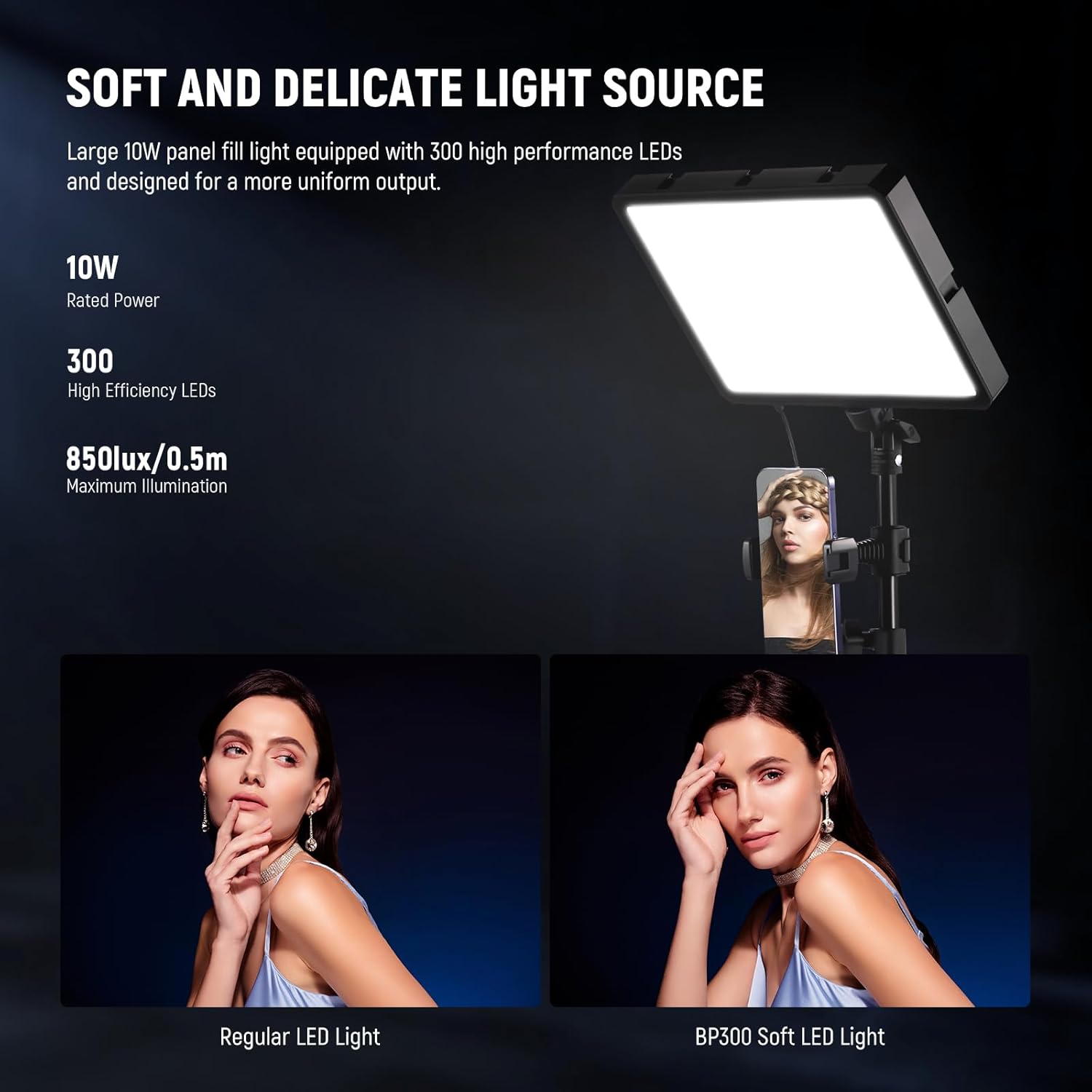 Thumbnail 2 de NEEWER BASICS BP300 2-Pack Bi-Colour LED Video Light Panels with Stands & Phone Holders