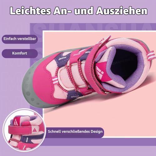 Detalle 2 de Mishansha Mädchen-Wanderschuhe, Gr. 31, Rosa mit Klettverschluss und TPR-Sohle