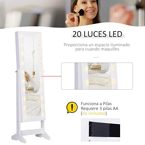 Detalle 2 de HOMCOM espejo joyero LED 20 luces