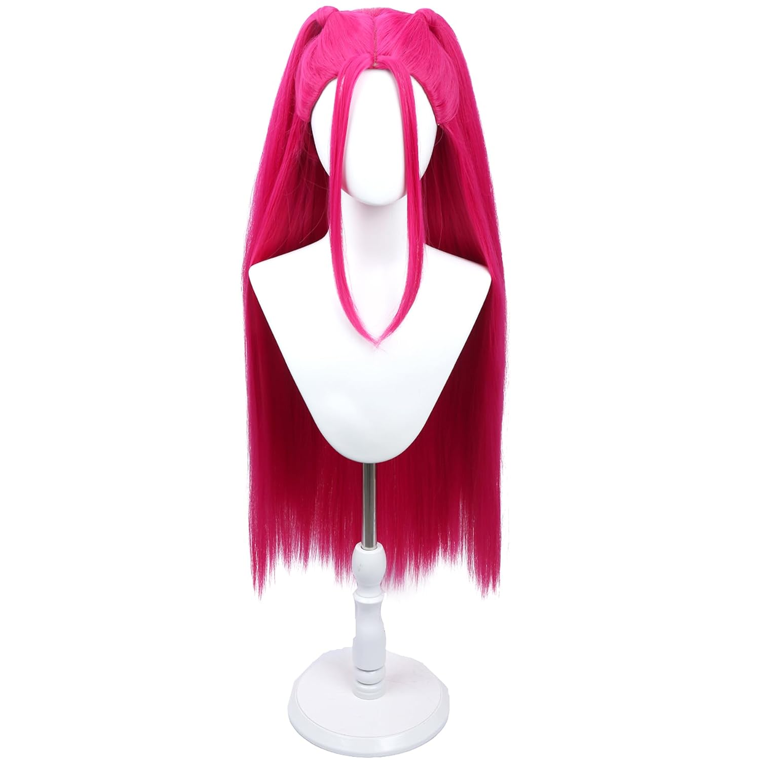 Detalle 2 de WTHCOS Long Hot Pink Wig for Kids, Heat-Resistant Synthetic Fibers