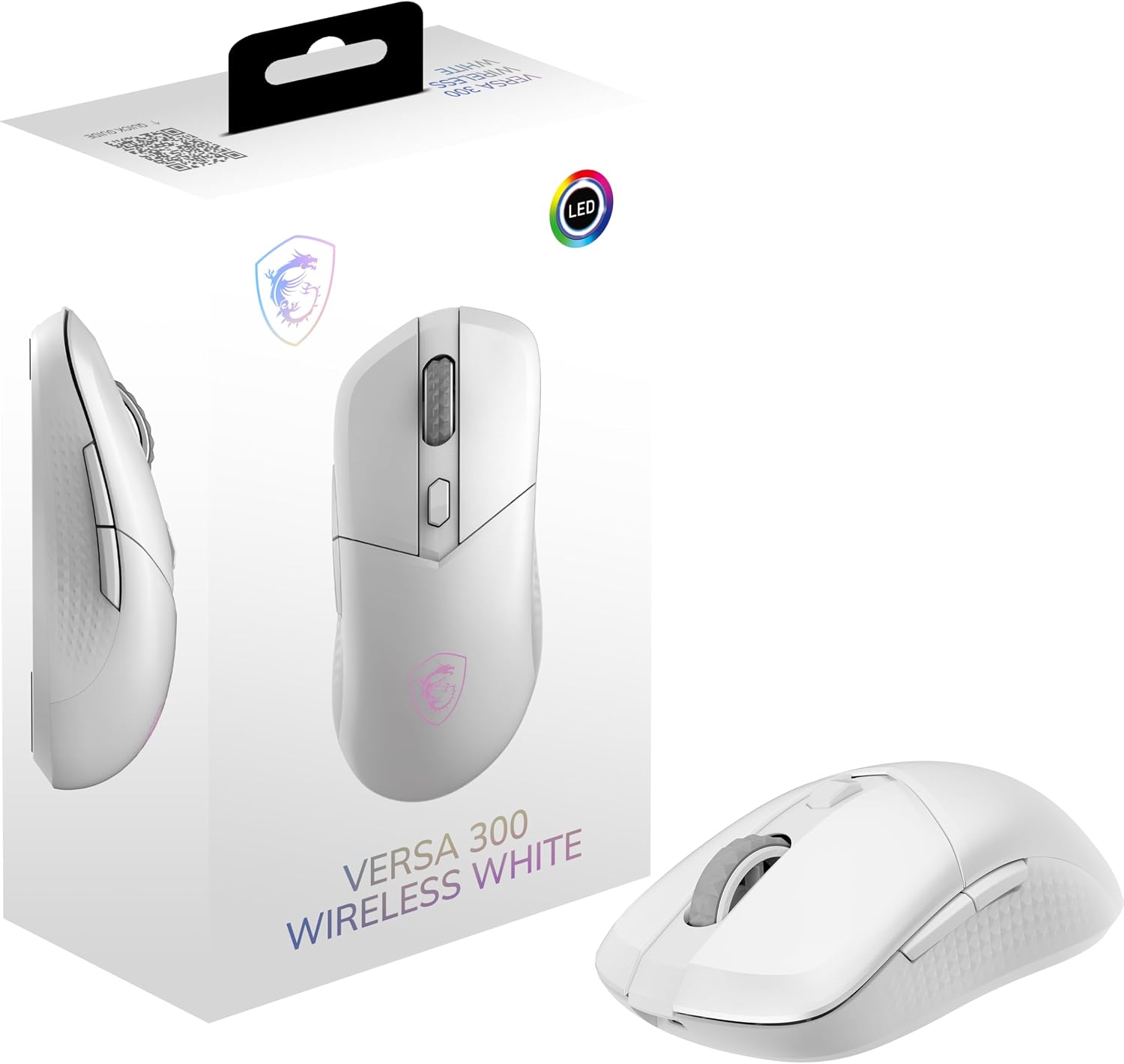 Detalle de MSI VERSA 300 W WHITE Wireless Gaming Mouse, 8,000 DPI, 30M+ Kailh Switches