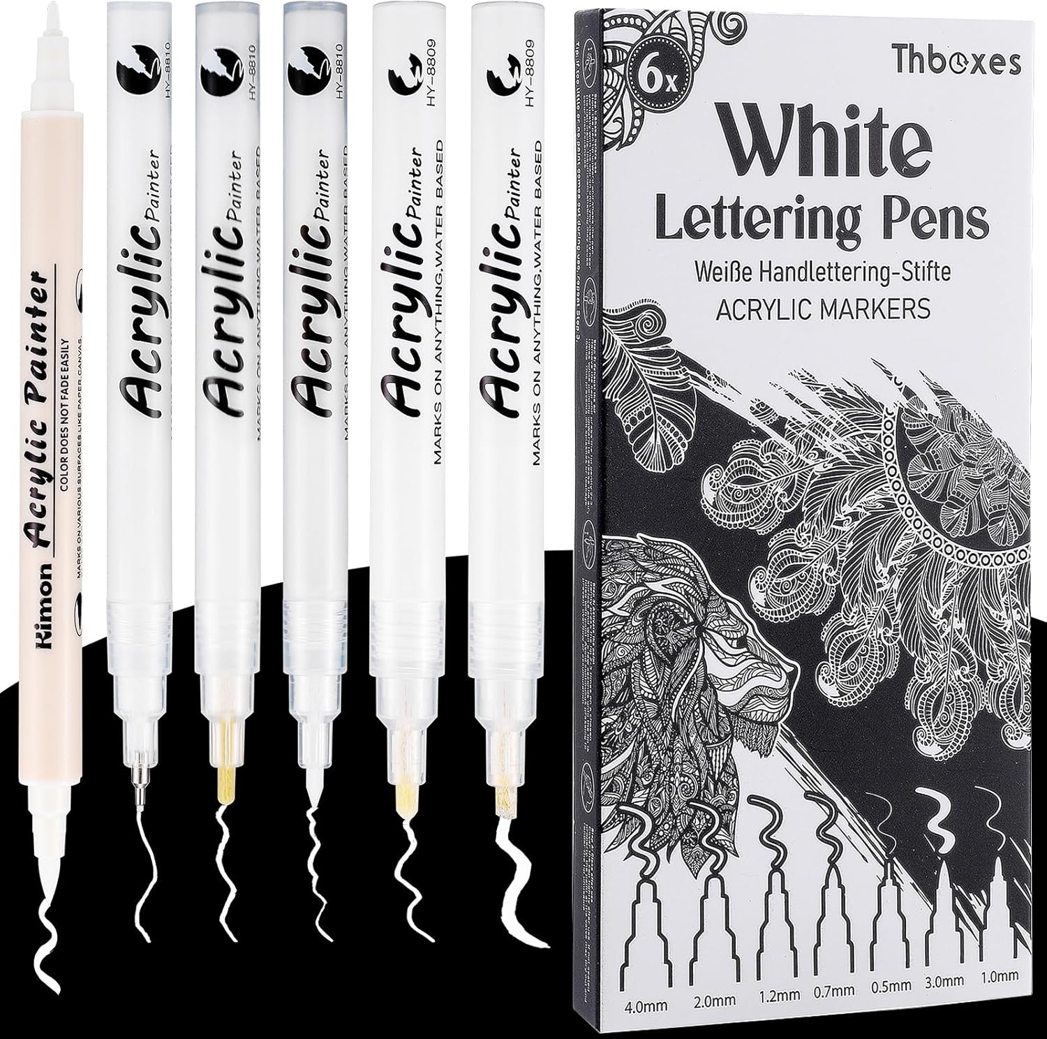 Detalle de Thboxes 6 Stück Weiße Acrylic Marker 6er Set