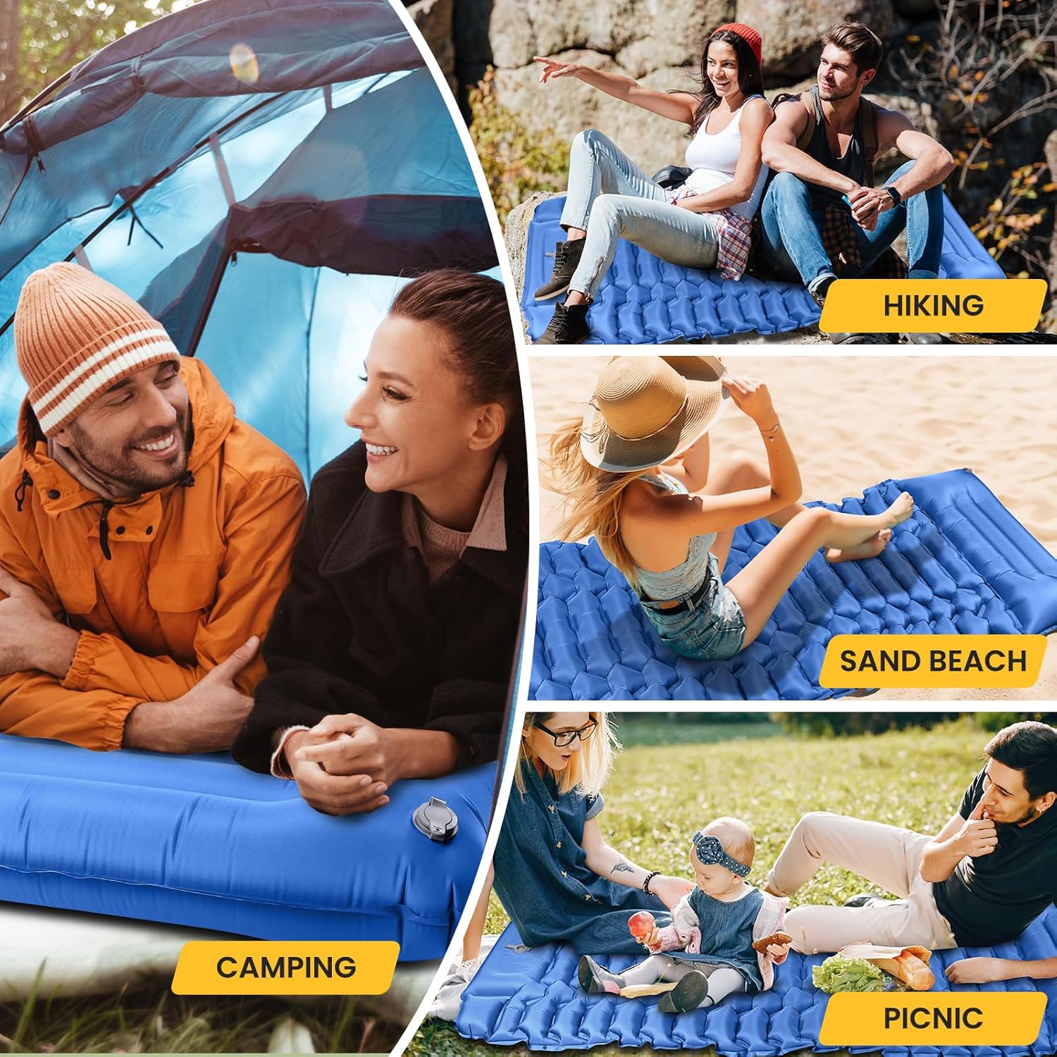 Thumbnail 6 de WARMTUYO Isomatte Camping – Ultraleicht, aufblasbare Schlafmatte mit Fußpumpe, Kopfkissen und faltbarem Design