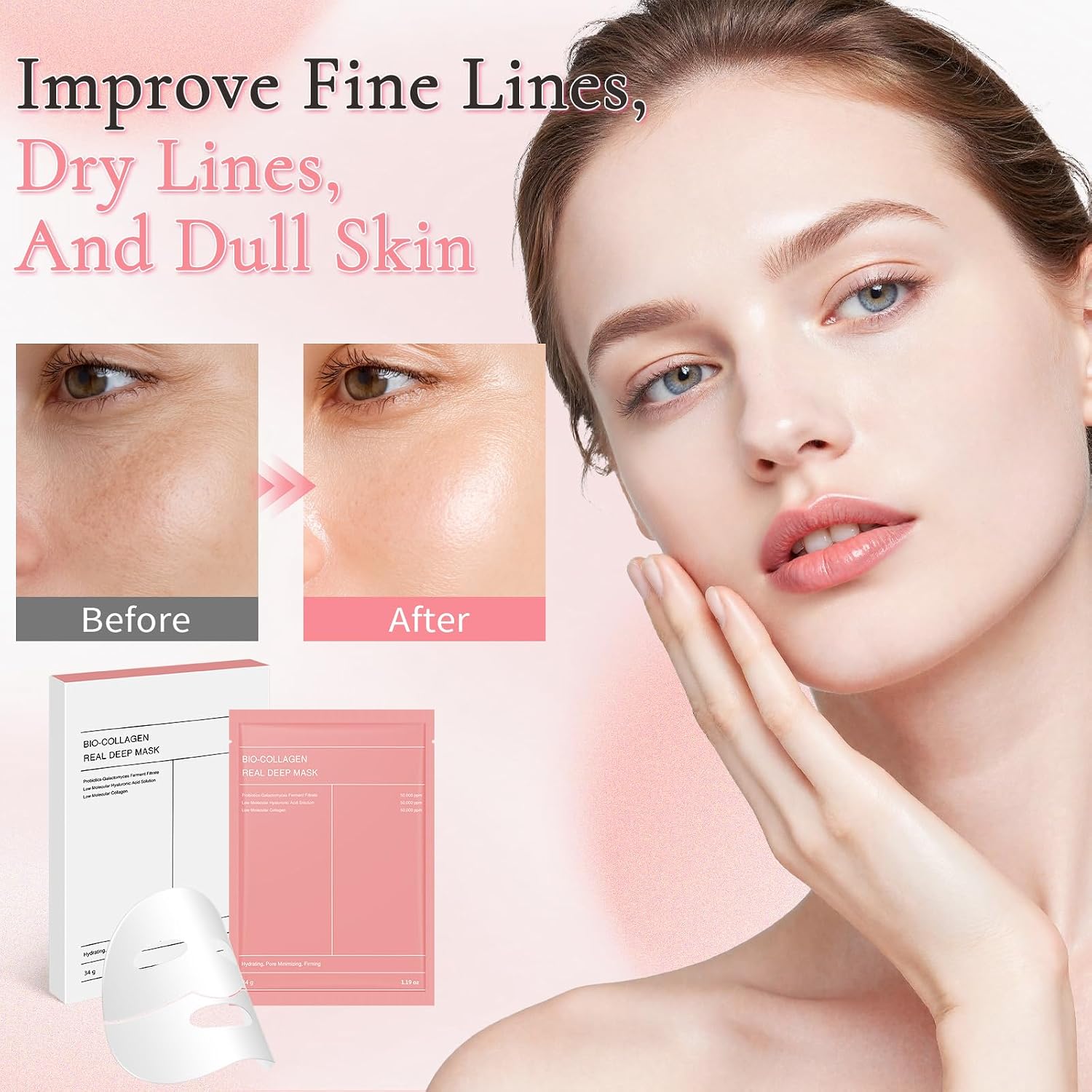 Detalle 2 de Maschera Collagene Viso – 5 Pezzi di Maschera Bio Collagen per Idratazione Profonda e Elasticità