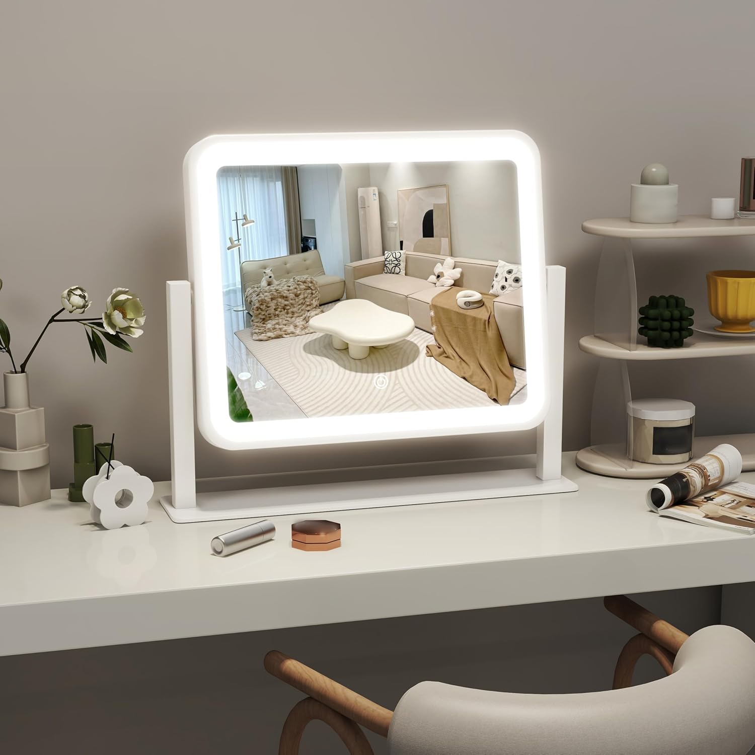 Thumbnail 5 de ROLOVE 14x12 Vanity Mirror with Lights – 360° Rotation, 3 Color Modes & Smart Touch (White)