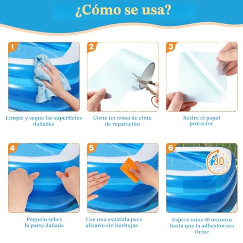 Thumbnail 6 de Hymarvo Parches para Piscina Bajo Agua 10x150 cm — Kit reparación PVC impermeable