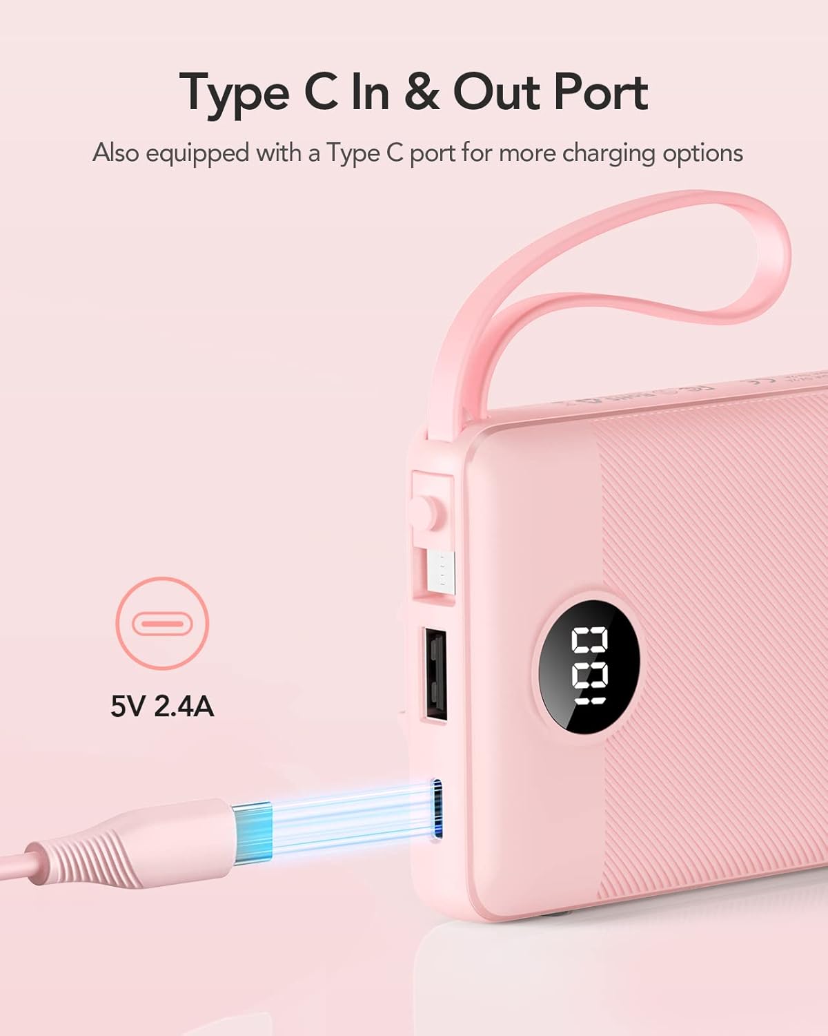 Thumbnail 5 de VRURC 10000mAh power bank with built‑in cables