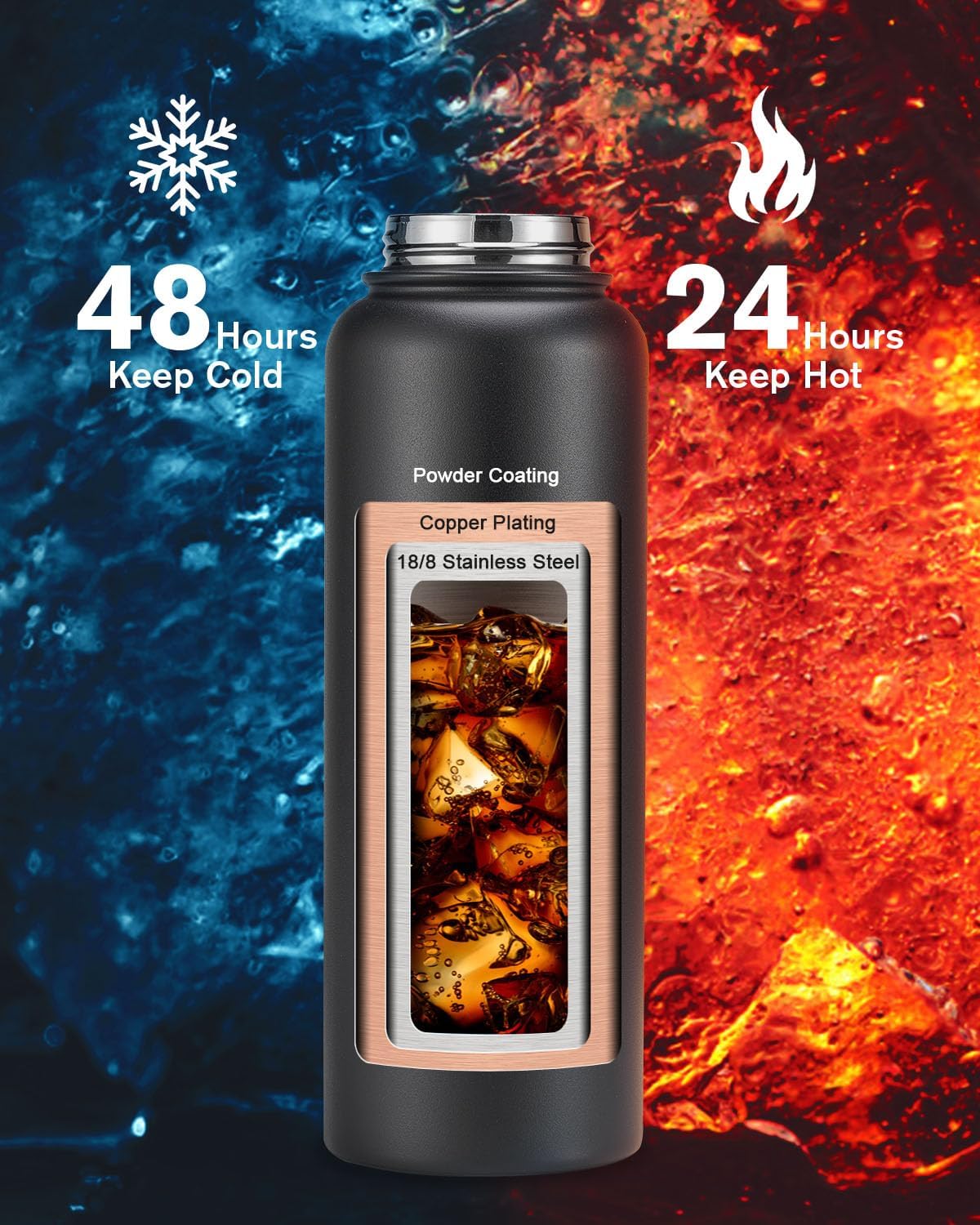 Thumbnail 1 de Topre 40oz Insulated Water Bottle with Paracord Handle and Dual Lids
