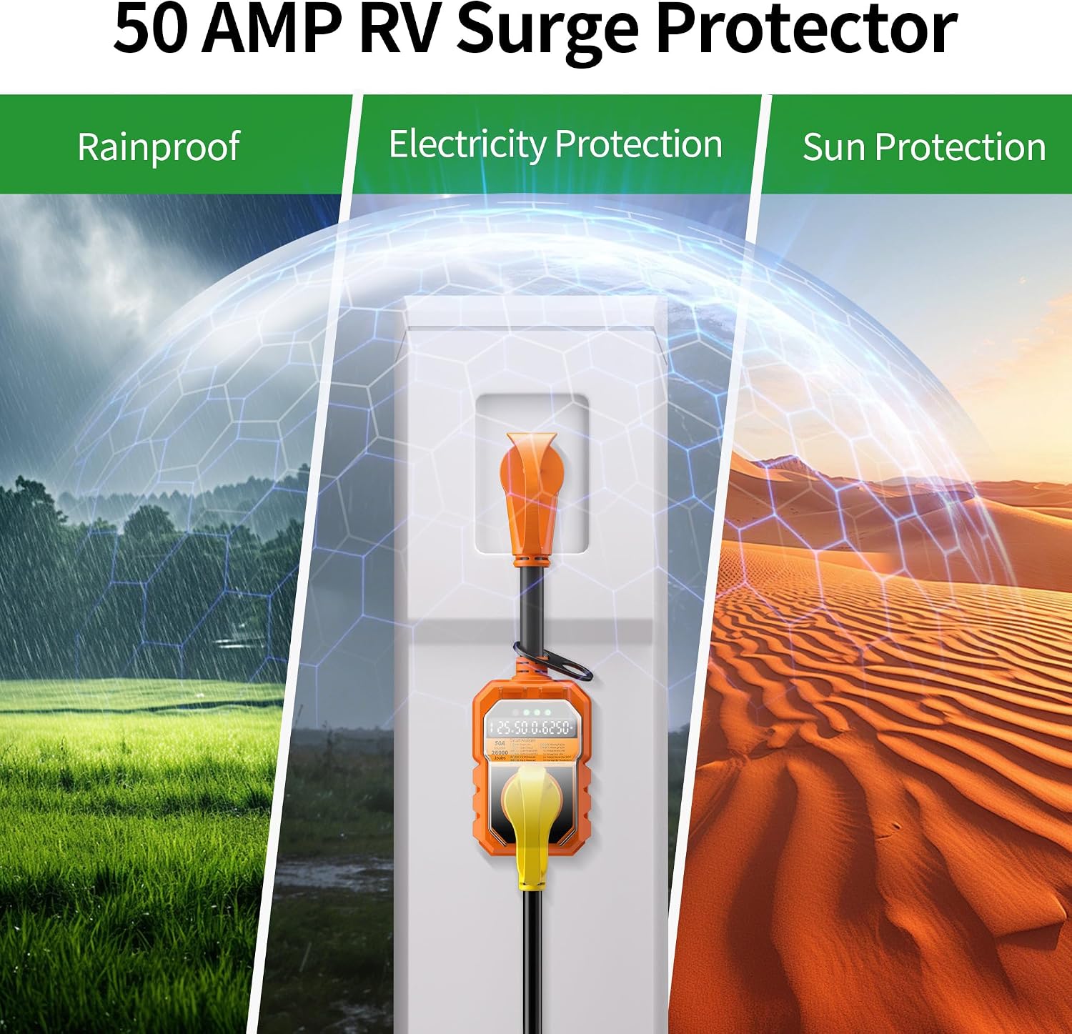 Thumbnail 6 de POWGRN 50 Amp RV Surge Protector, 26,000J with LED Monitoring