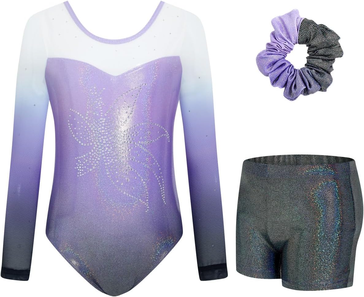 Thumbnail 6 de JiAmy Gymnastics Leotards for Girls with Shorts Set – Long Sleeve Kids Gymnastics Outfit (Ages 3–12)