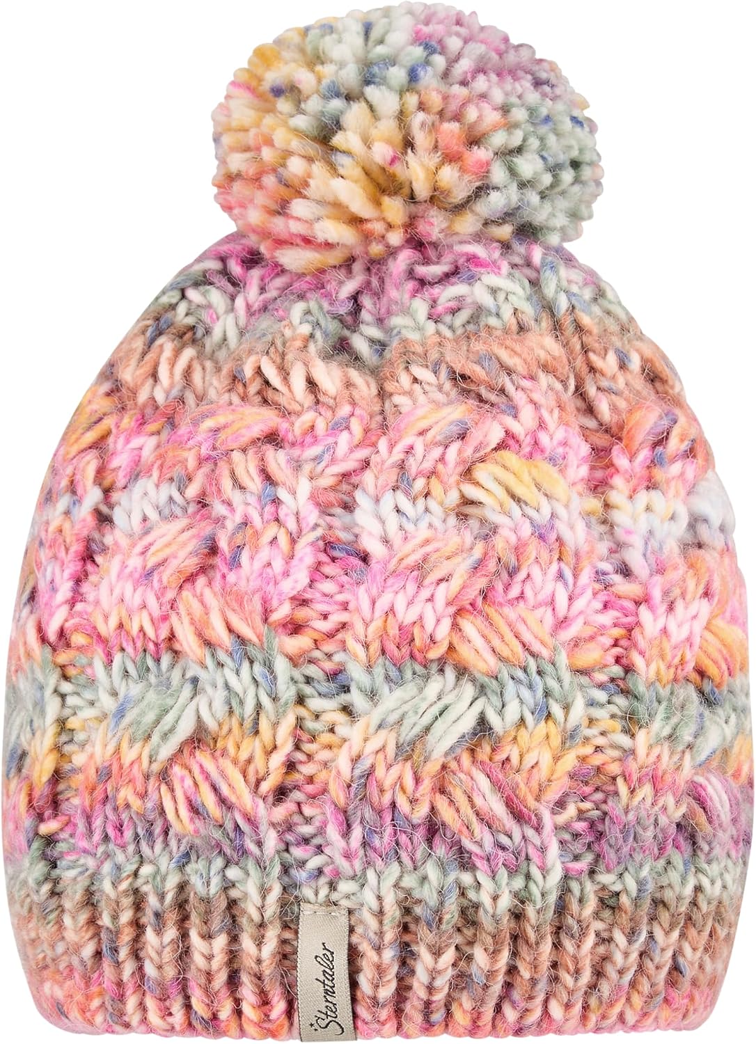 Detalle de Sterntaler Mädchen Beanie-Mütze Bommelmütze Farbmix – Wollanteil, Beerenrosa, Größe 55