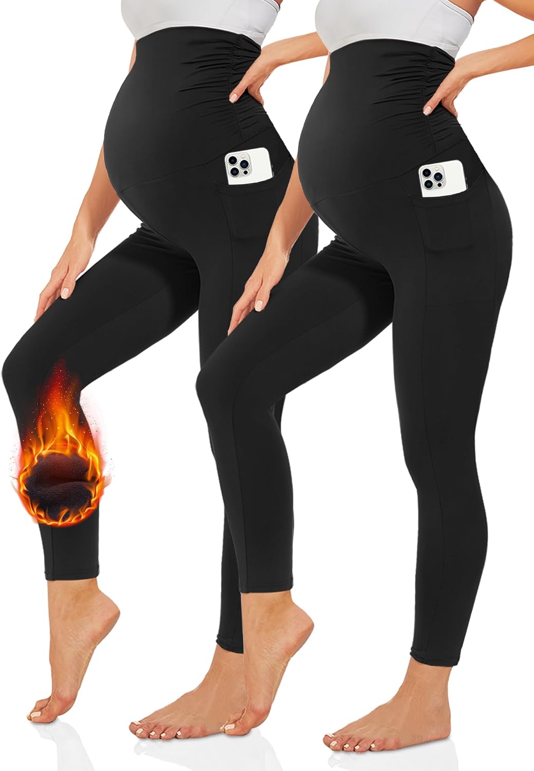 Thumbnail 2 de TNNZEET Umstandsleggings Damen blickdichte Umstandshose mit Taschen