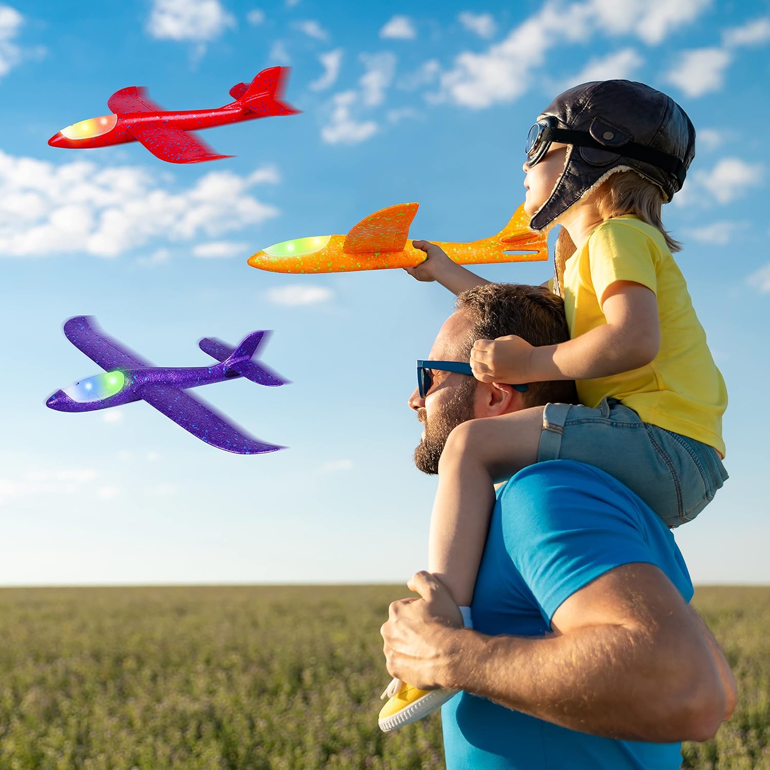 Thumbnail 6 de CUKU 6 Pack LED Light Airplane Toys: 17.5" Large Foam Gliders with 2 Flight Modes