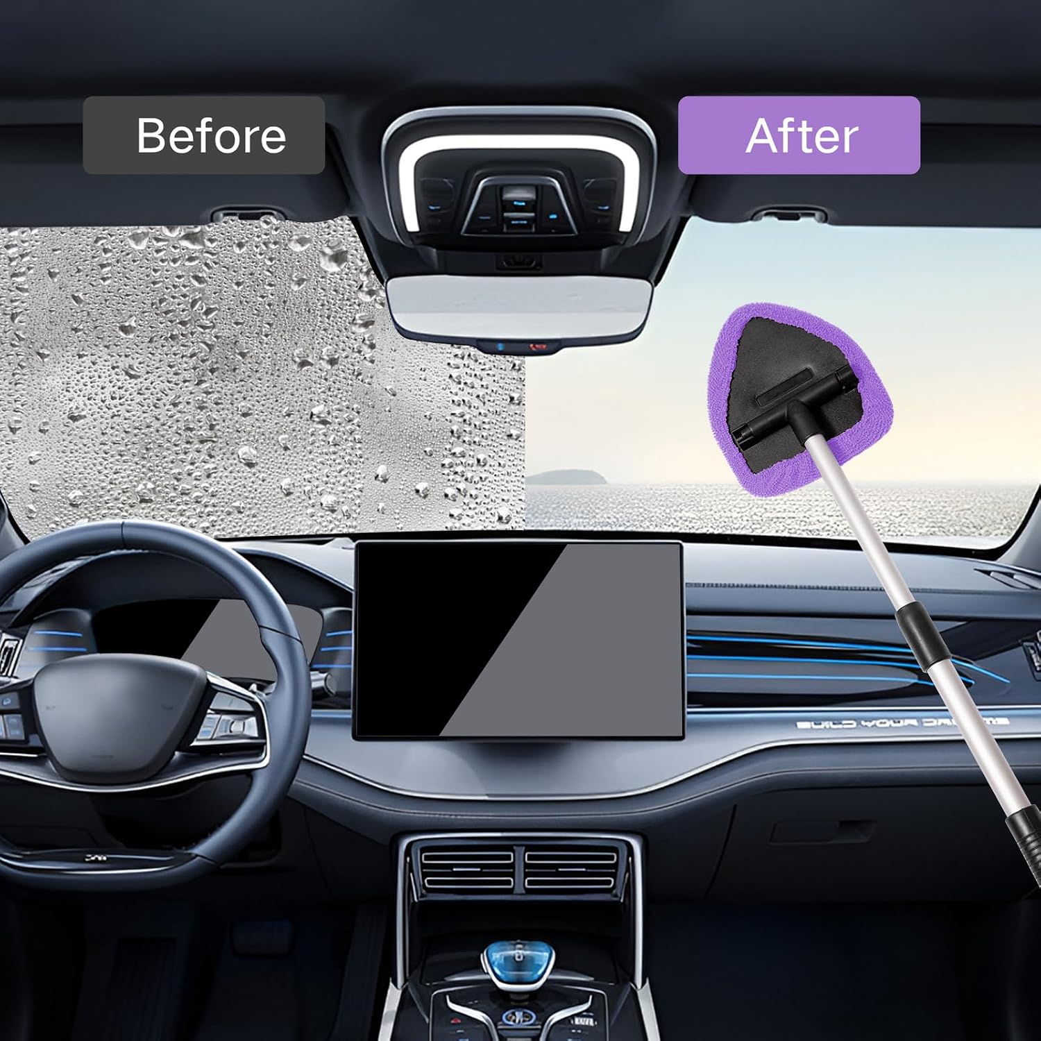 Detalle de Qydipclin Windshield Cleaner Tool Kit with 4 Microfiber Pads