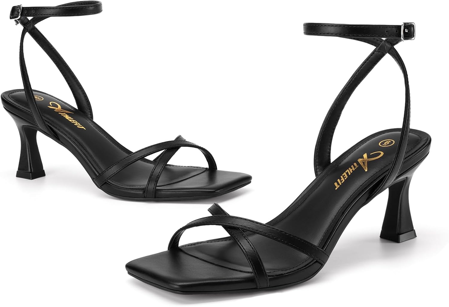 Thumbnail 6 de Athlefit Kitten Heels for Women: Square Open Toe Strappy Sandals with Ankle Strap