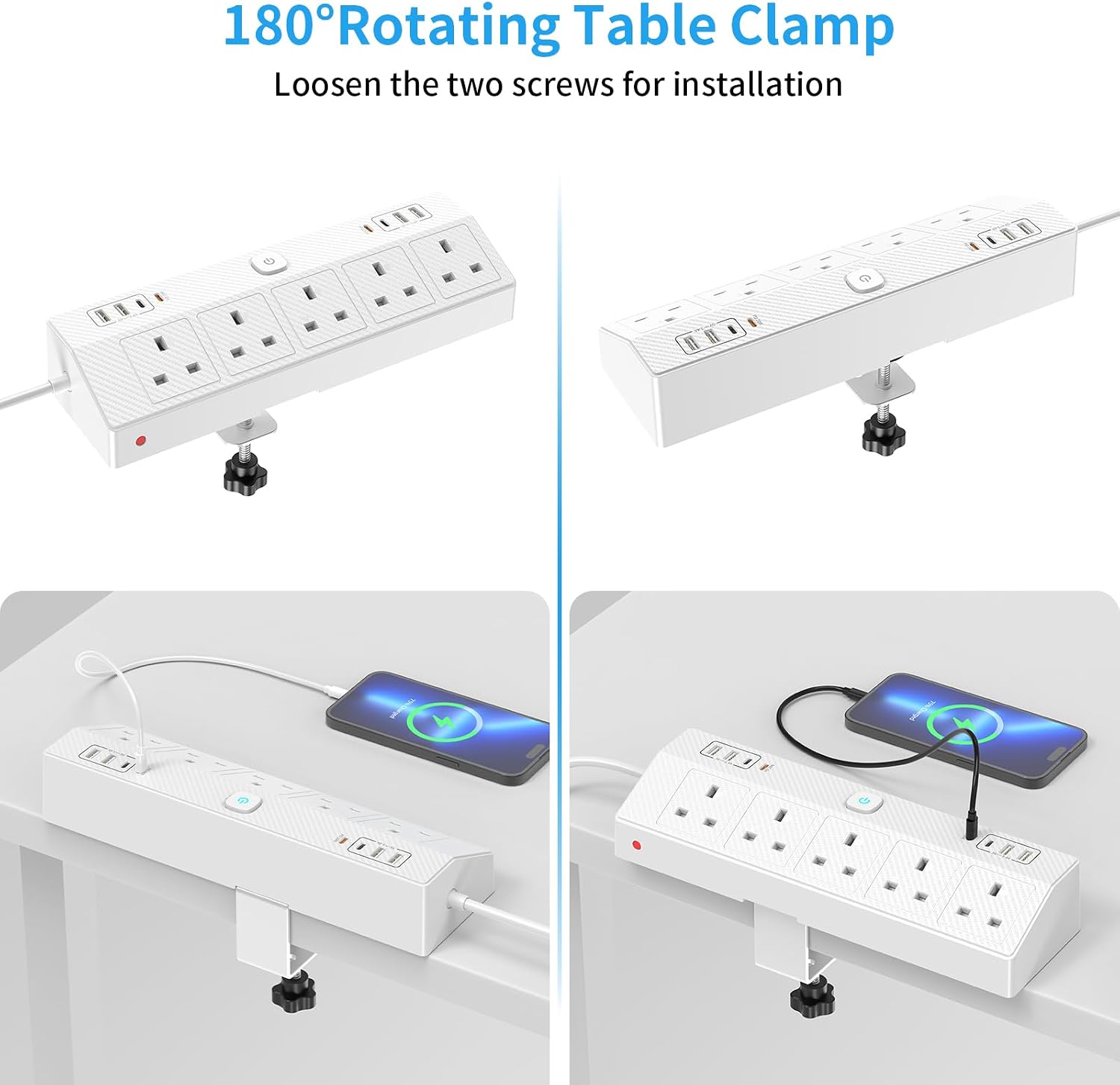 Detalle 1 de Desk power socket 1.8m with USB-C PD