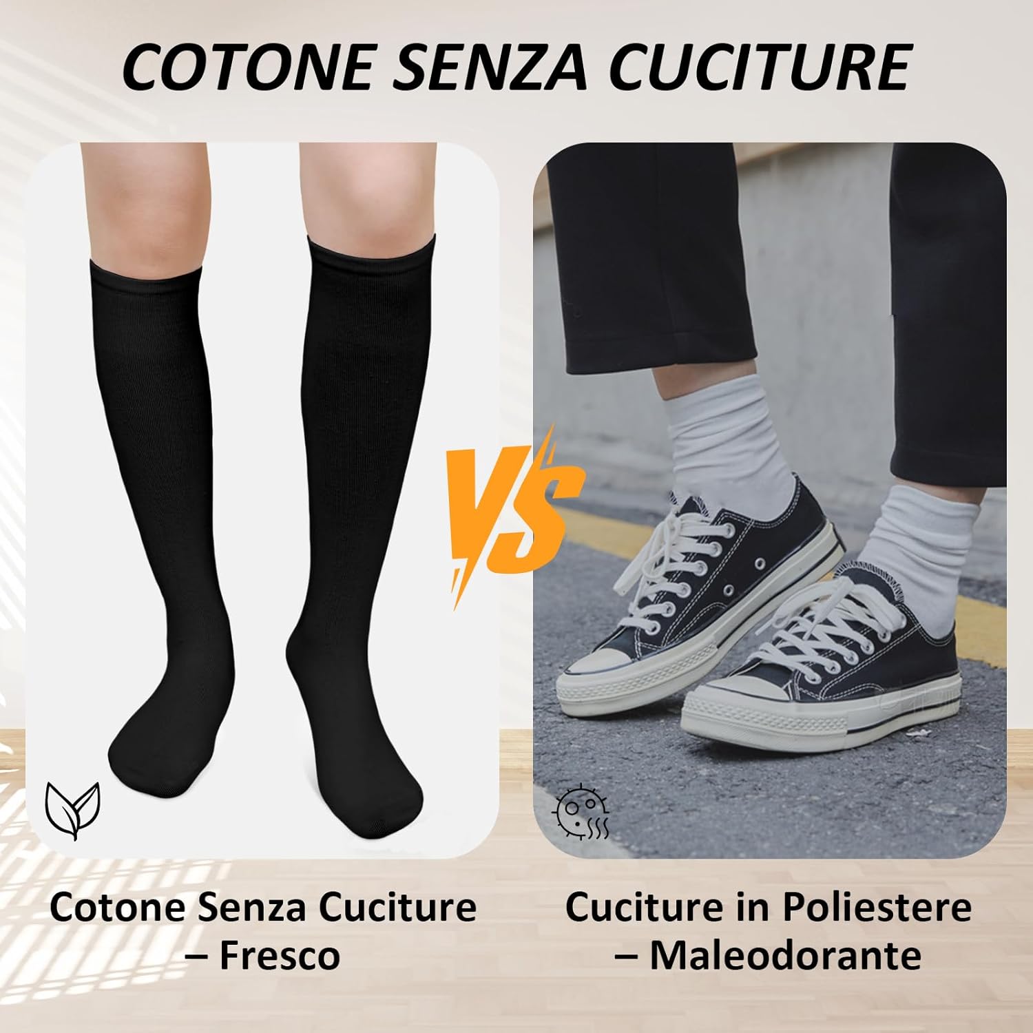 Thumbnail 4 de LOFIR calze al ginocchio in cotone senza cuciture per donna (4 paia), 35-46