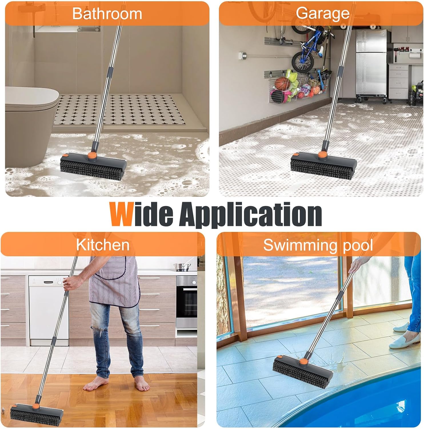 Detalle 2 de INCIKITI 3 in 1 Floor Scrubbing Brush with 360° Rotation Head and Adjustable Handle