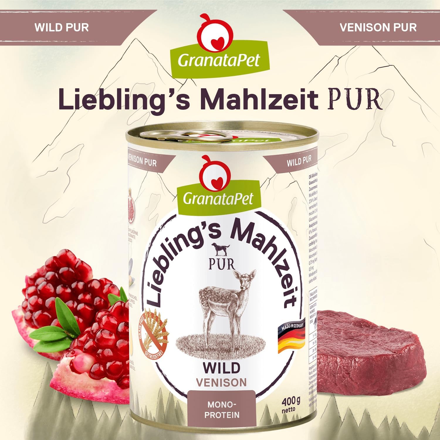Thumbnail 3 de GranataPet Liebling's Mahlzeit Wild PUR – Nassfutter für Hunde, getreide- & zuckerfrei, 6 x 400 g
