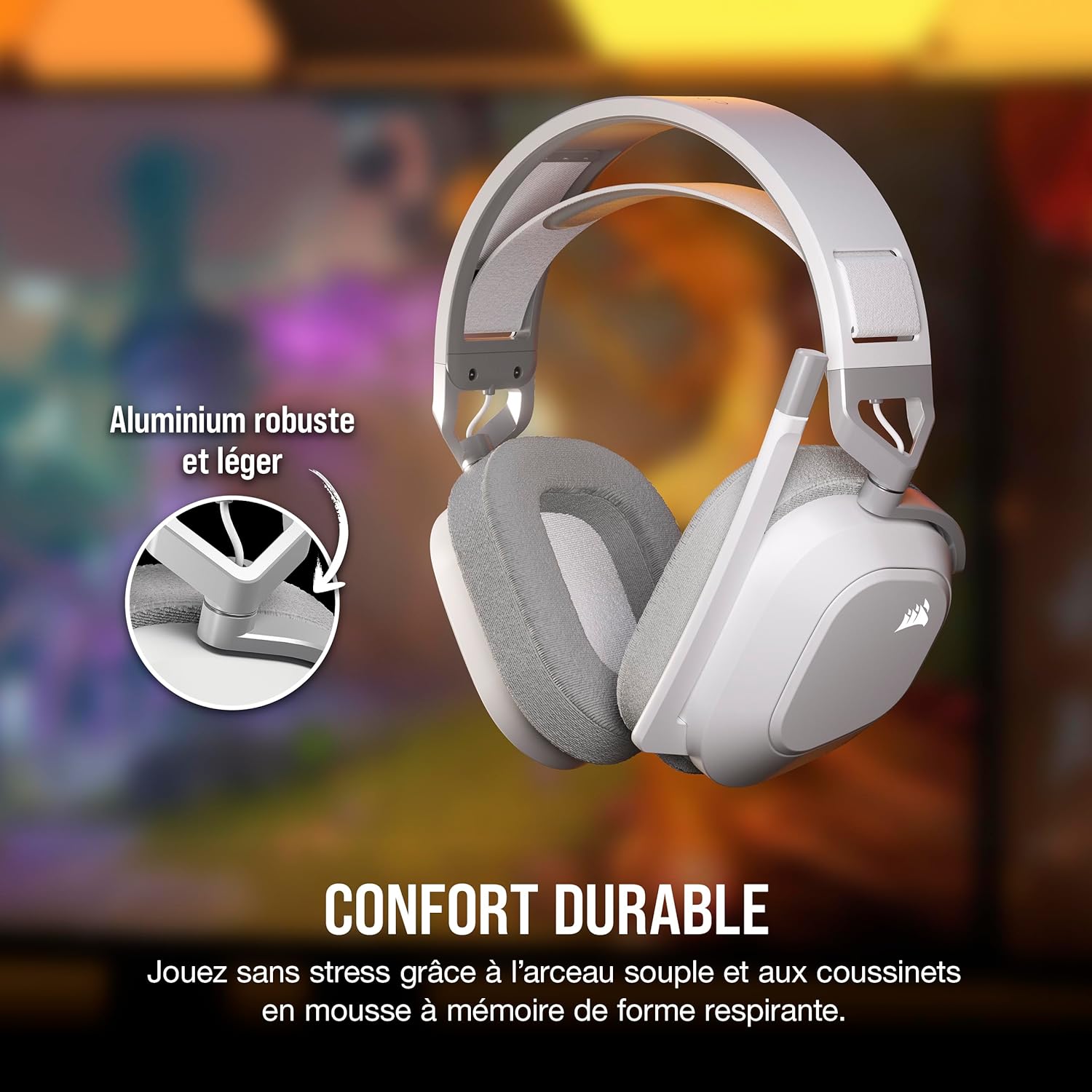 Detalle de Corsair HS80 Max Wireless – Casque Gaming Multiplateforme avec Dolby Atmos et Bluetooth