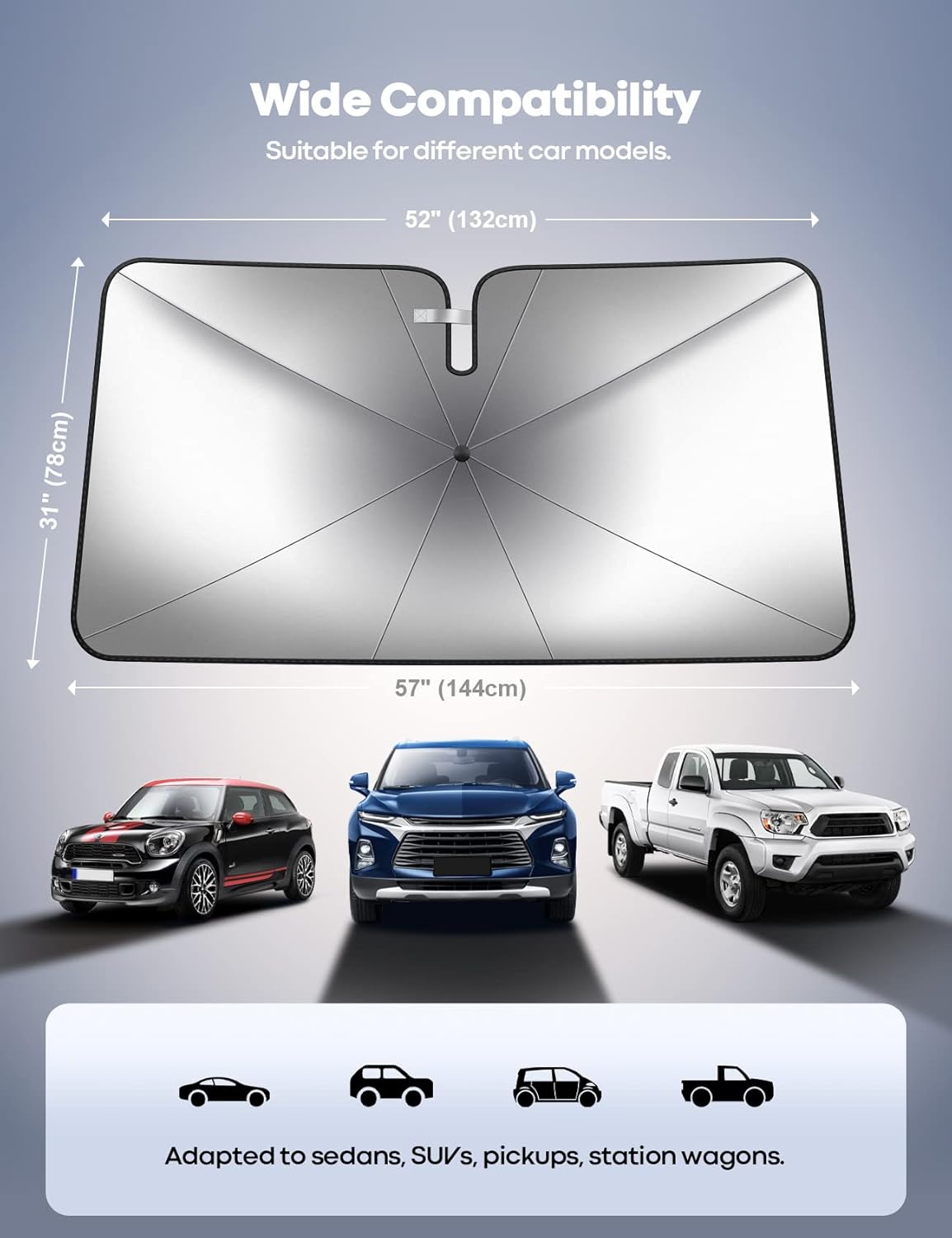 Detalle 2 de Lamicall Car Windshield Sunshade 52x31