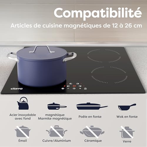 Thumbnail 8 de CIARRA Plaque à Induction encastrable 60 cm – 4 feux, Puissance limitée 2,8/3,5/6 kW