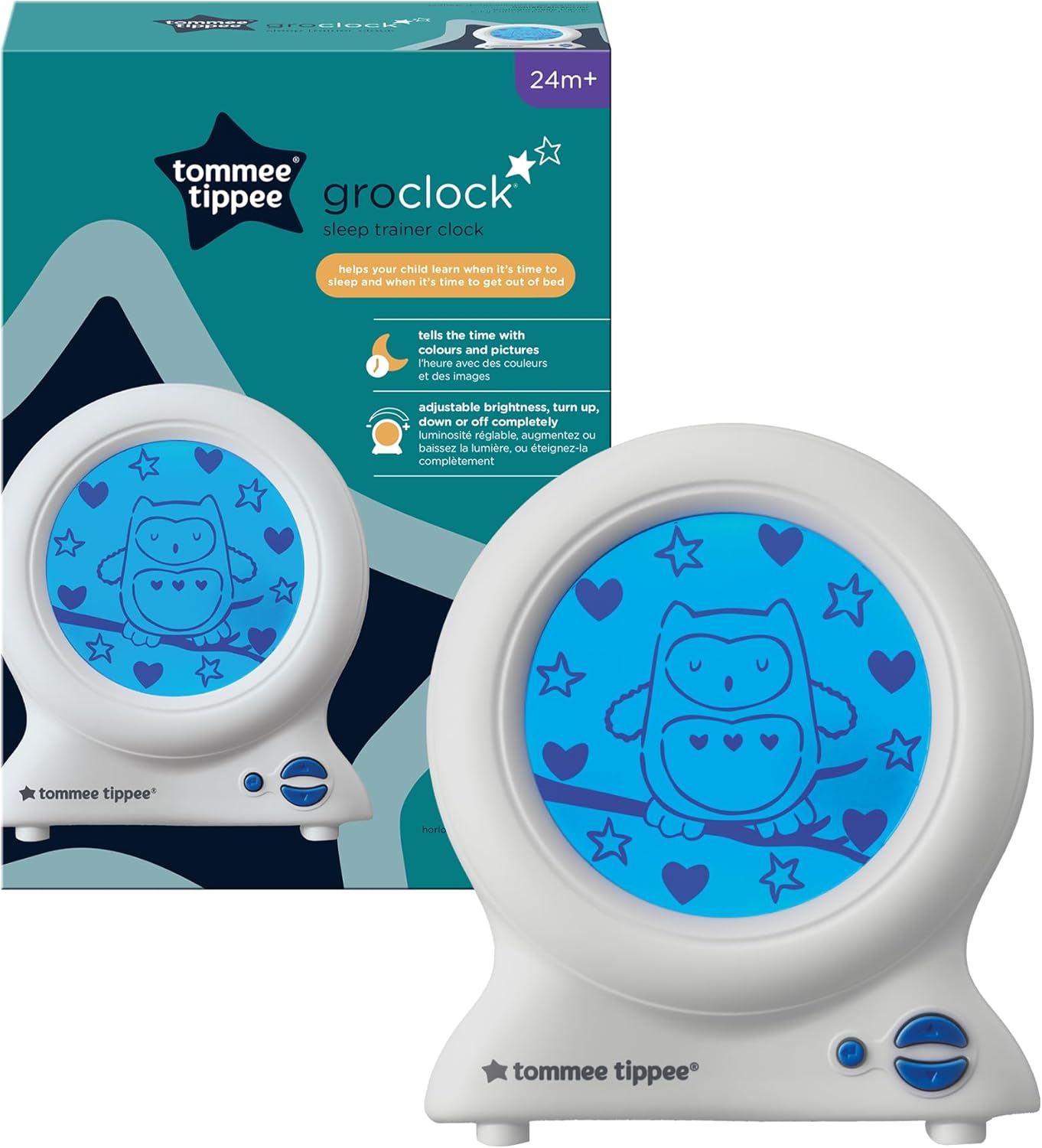 Detalle 2 de Tommee Tippee Groclock: orologio con sveglia, luce notturna e allenatore del sonno USB per bambini piccoli, bianco